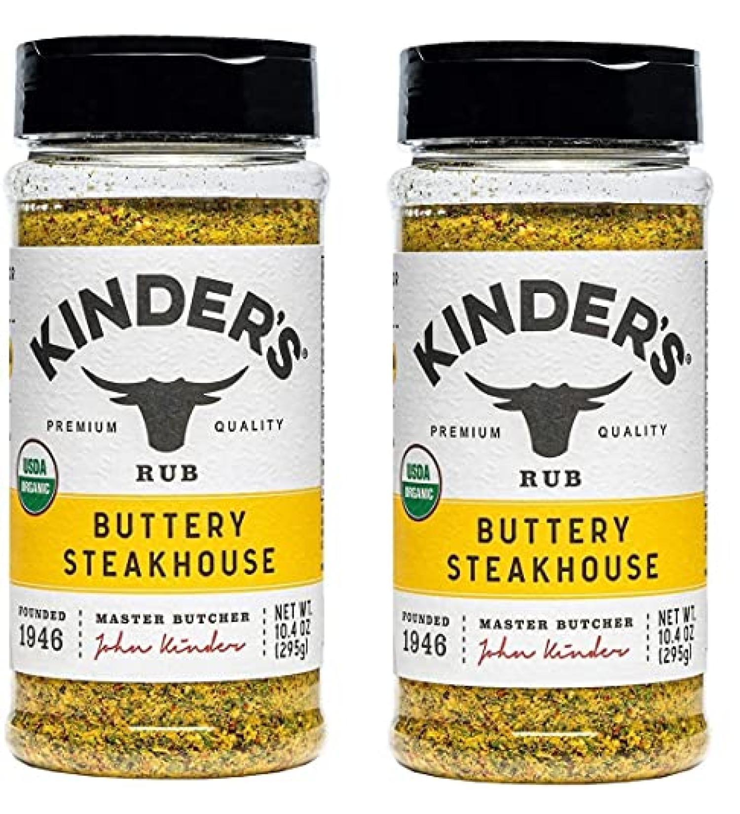 Kinder's Organic Buttery Steakhouse Seasoning Rub, 10.4 Ounce,2 Pack 10.4 Ounce (Pack of 2)