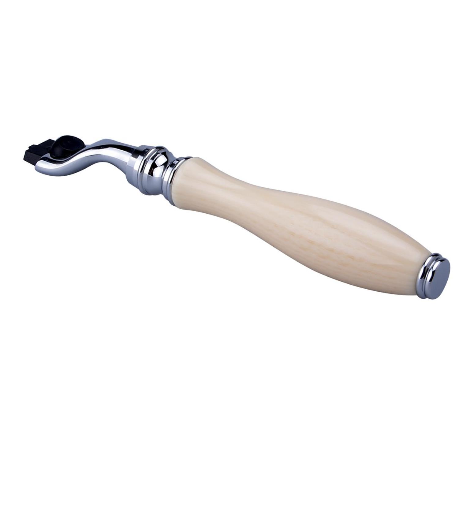 CSB Faux Ivory Resin Handle Beard Shaving Razor - Mach3 Compatible Razor with 1PC Blade for a Smooth Shave - Buy Online on GoSupps.com