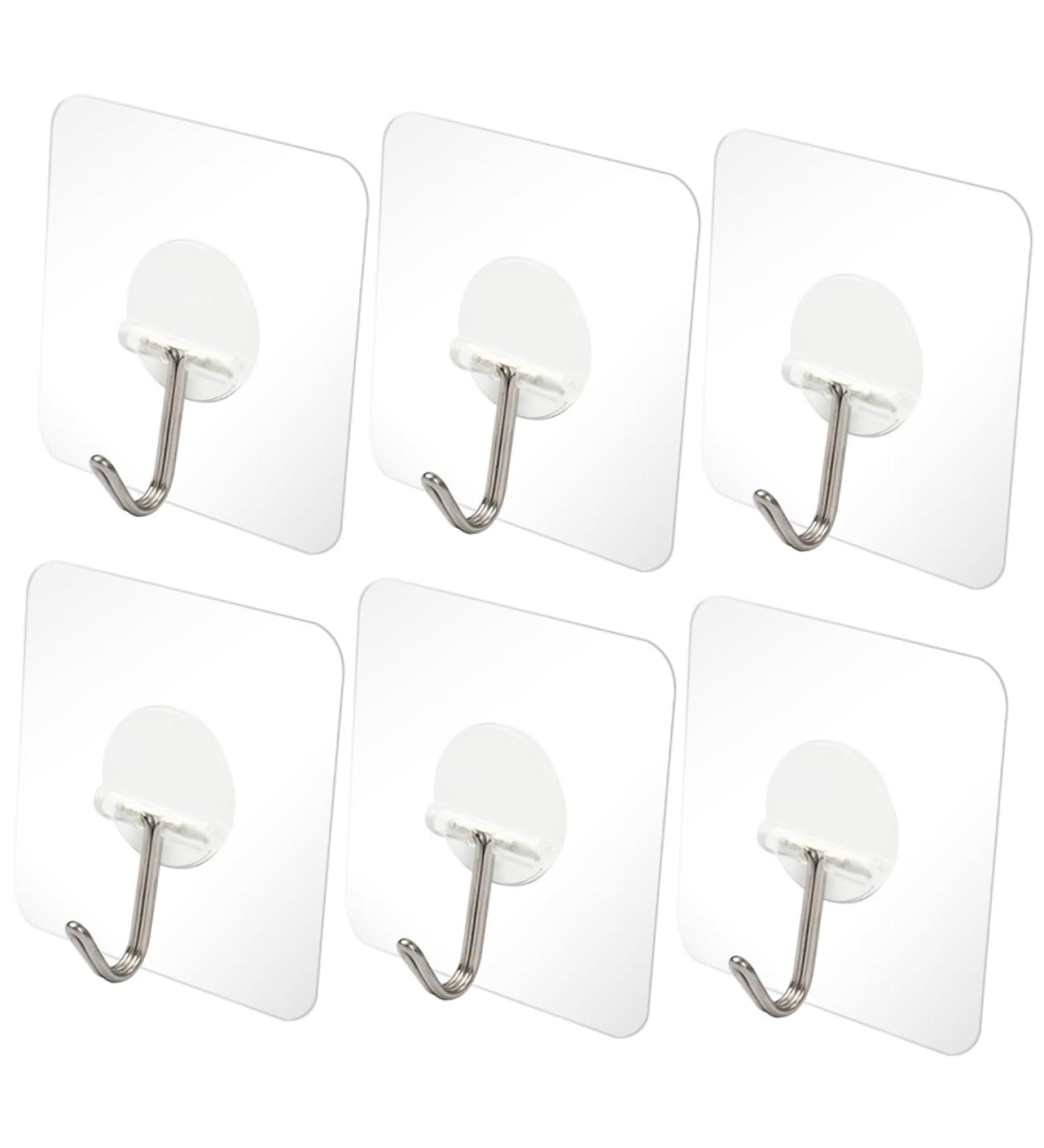 Generic 6pcs Transparent Sticky Hook Over The Door Hook Kitchen Hook Wall Mount Stainless Steel Wall-Mounted - Buy Online on GoSupps.com