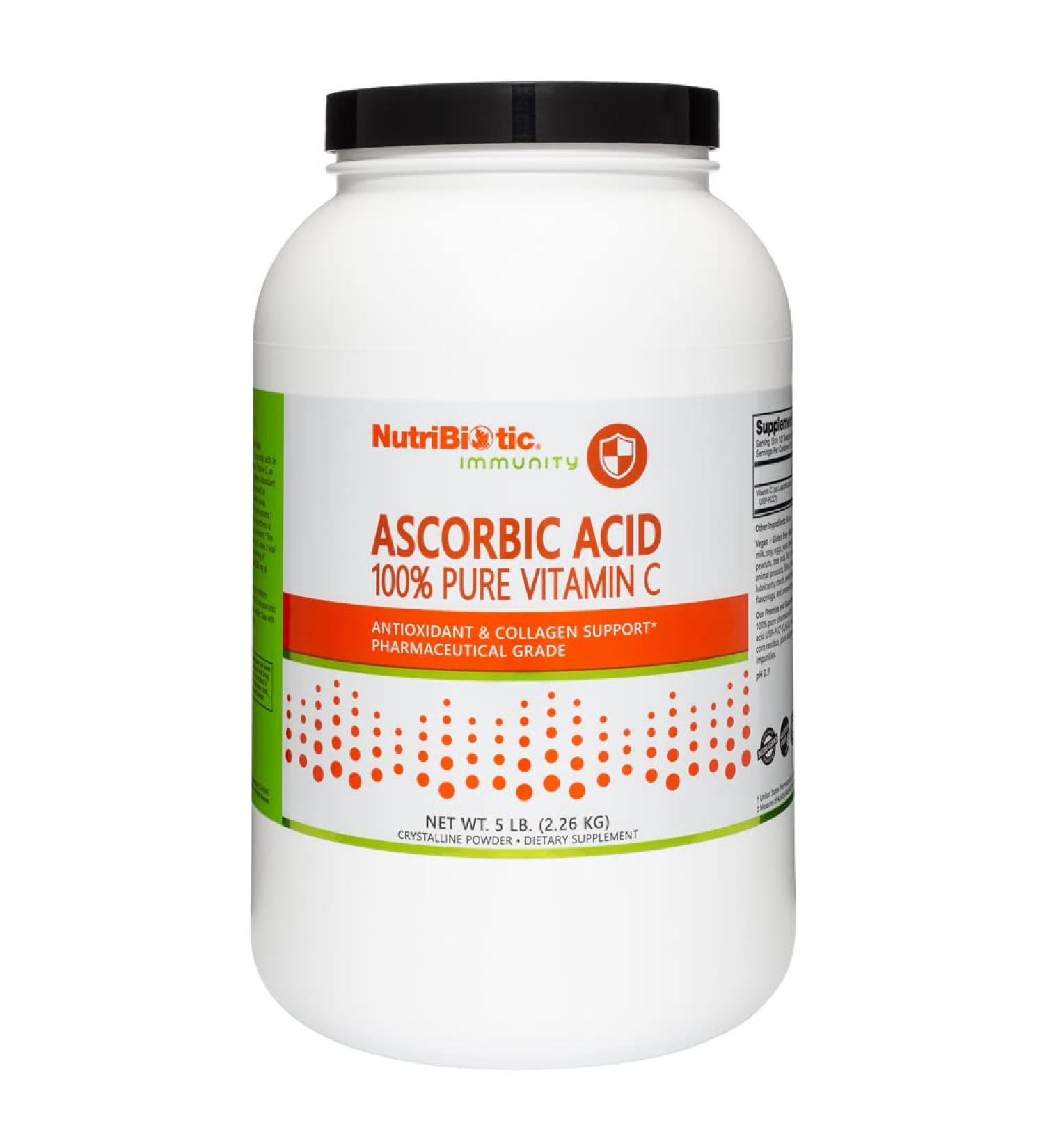 NutriBiotic 100% Pure Vitamin C Powder - 5 lb Ascorbic Acid for Immunity Boost - Buy Online on GoSupps.com