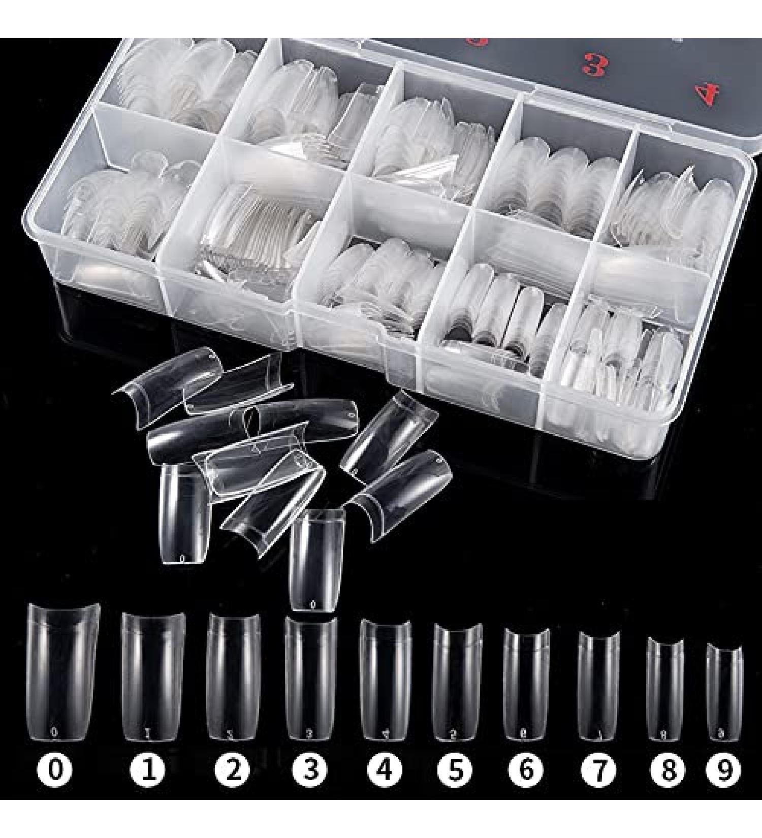 500 Pieces Acrylic Nail Tips - Transparent French Fake Nails - Perfect for Nail Art & Studios | Shop Now! - Buy Online on GoSupps.com