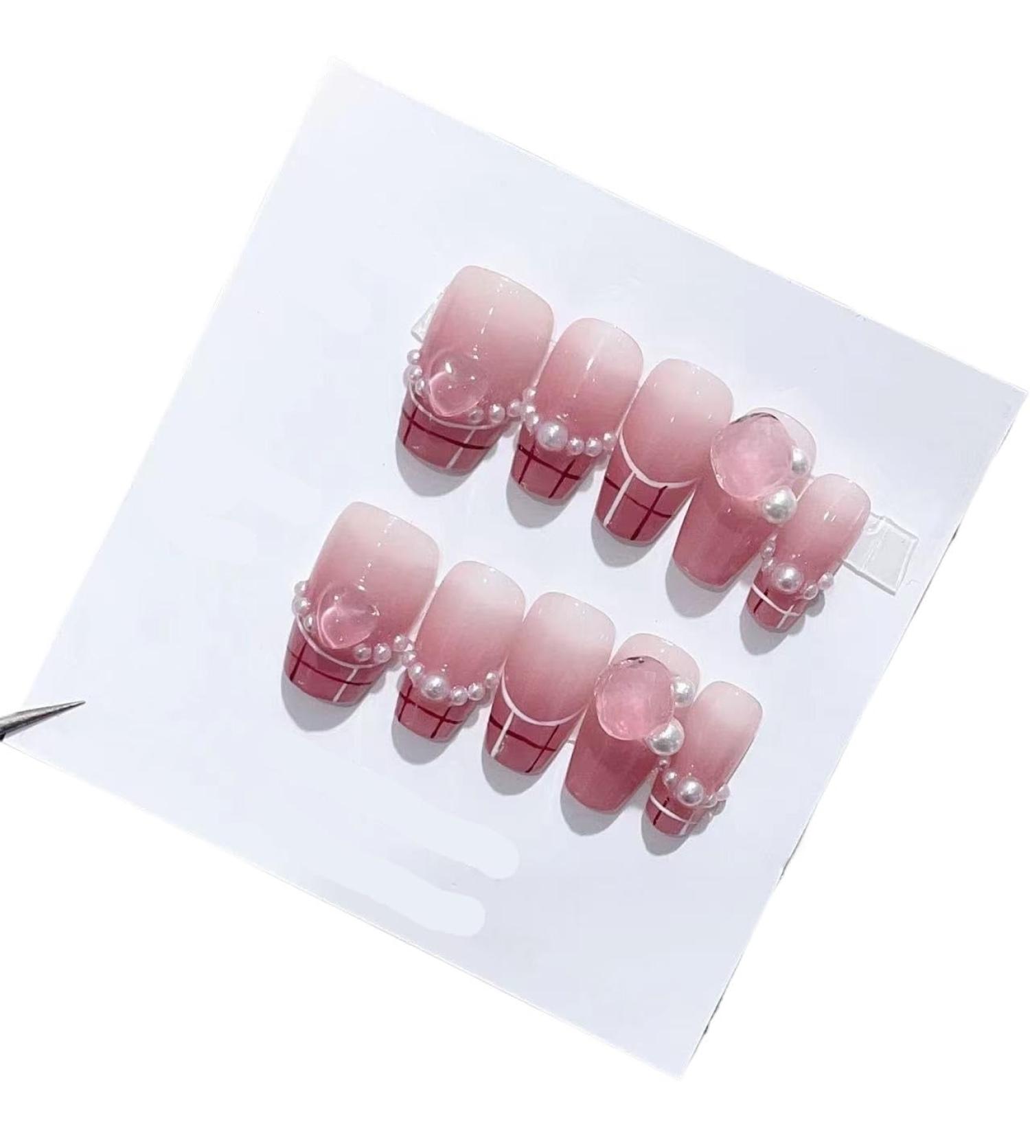 Handmade Wearing Nail Gentle Finished Product Wearing Nail Beauty Style Detachable and Reusable(M)