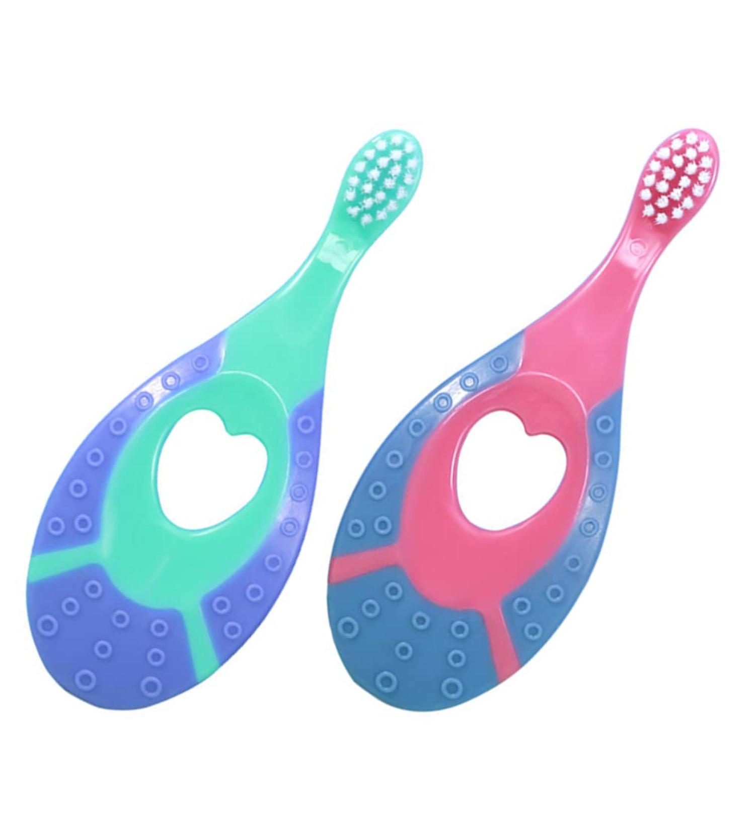 2pcs Silicone Infant Training Toothbrush Set | Soft Bristles & Teething Handle | Baby Toy for Babies/Toddlers Gums - Buy Online on GoSupps.com