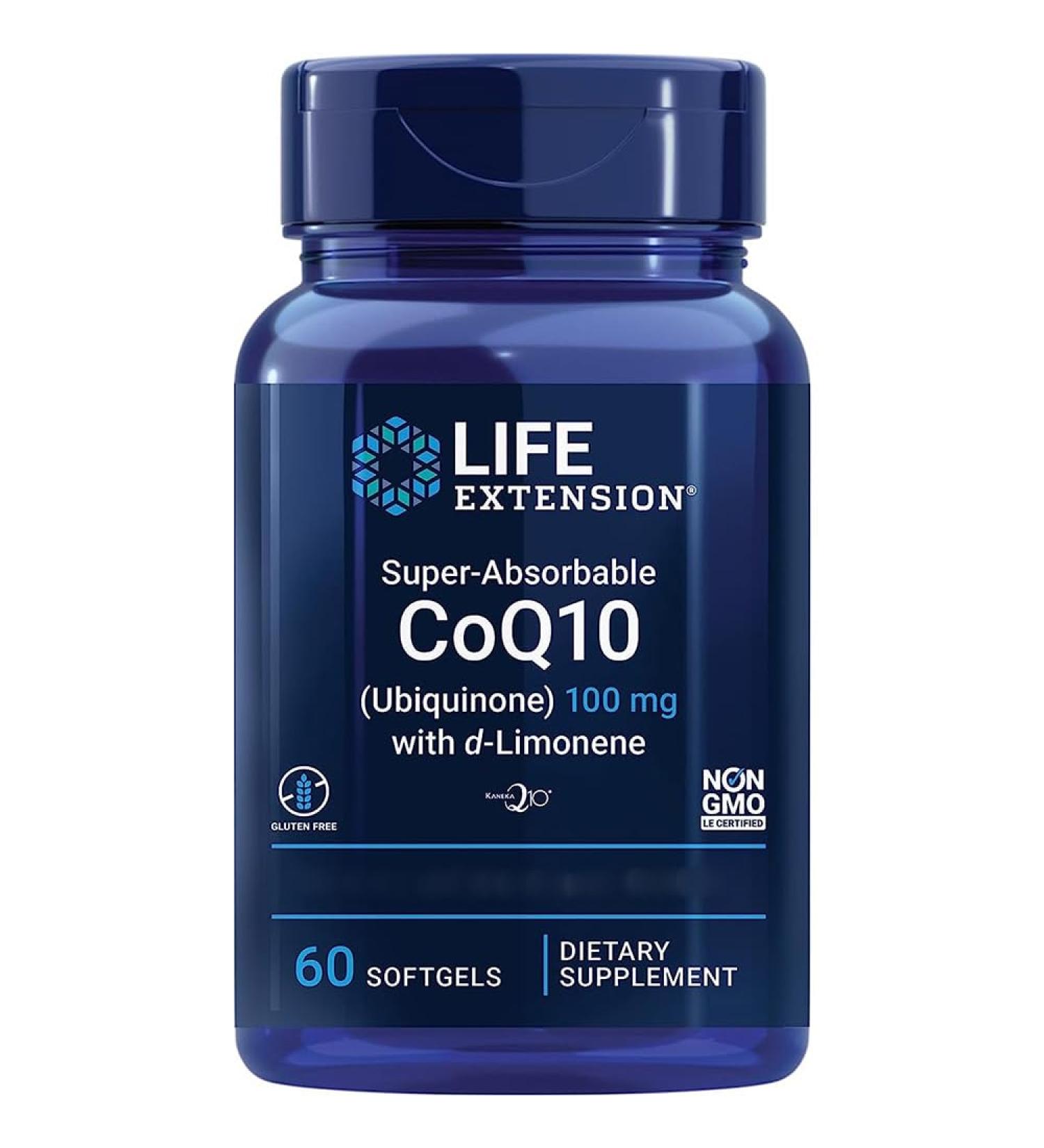 Buy Life Extension Super Absorbable COQ10 100mg with D-Limonene - 60 Gluten-Free Soft Capsules | Laboratory Tested Non-GMO - Buy Online on GoSupps.com