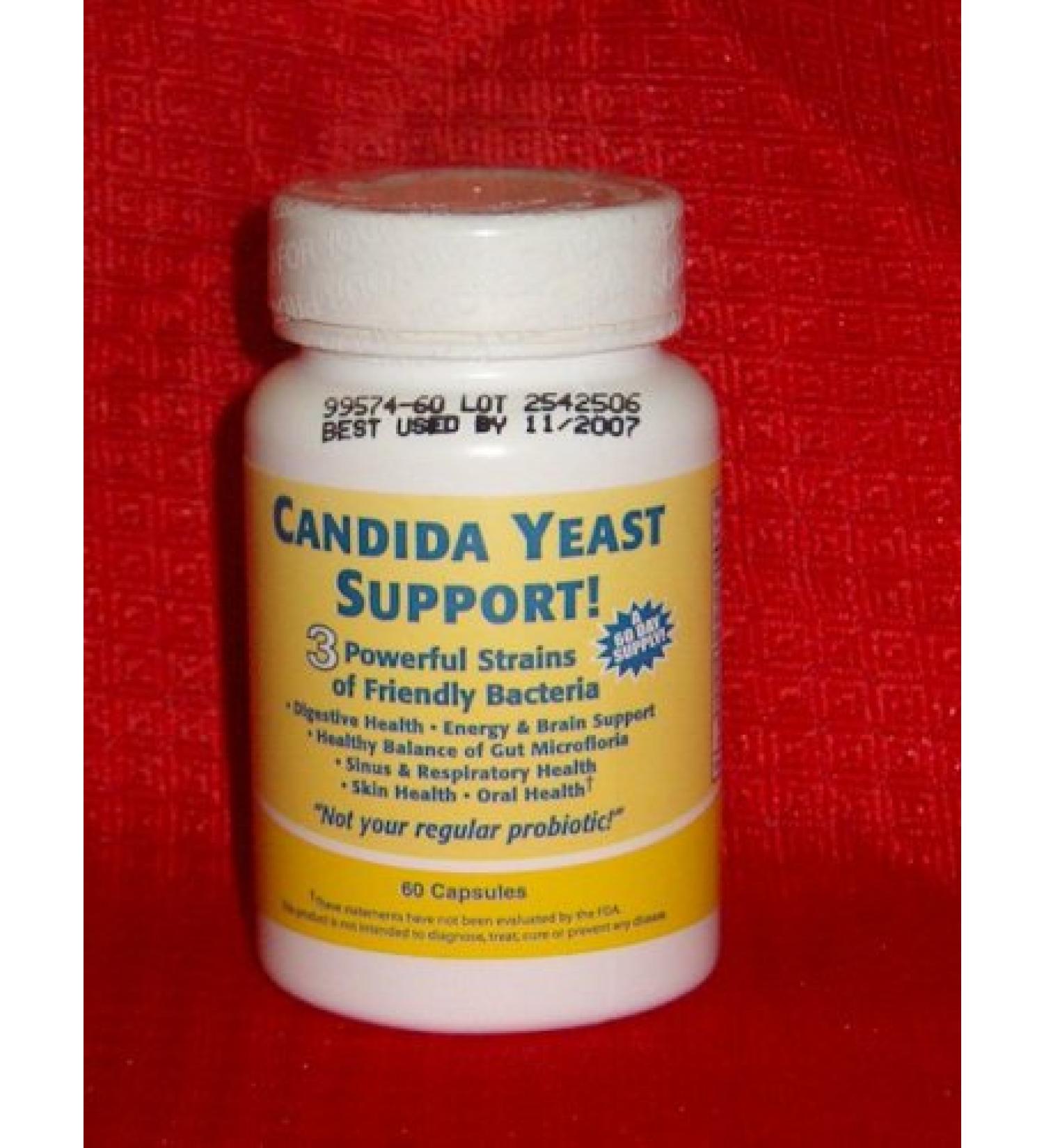 Candida Yeast Support 3 Powerful Bacteria Strains 60 Veggie Capsules