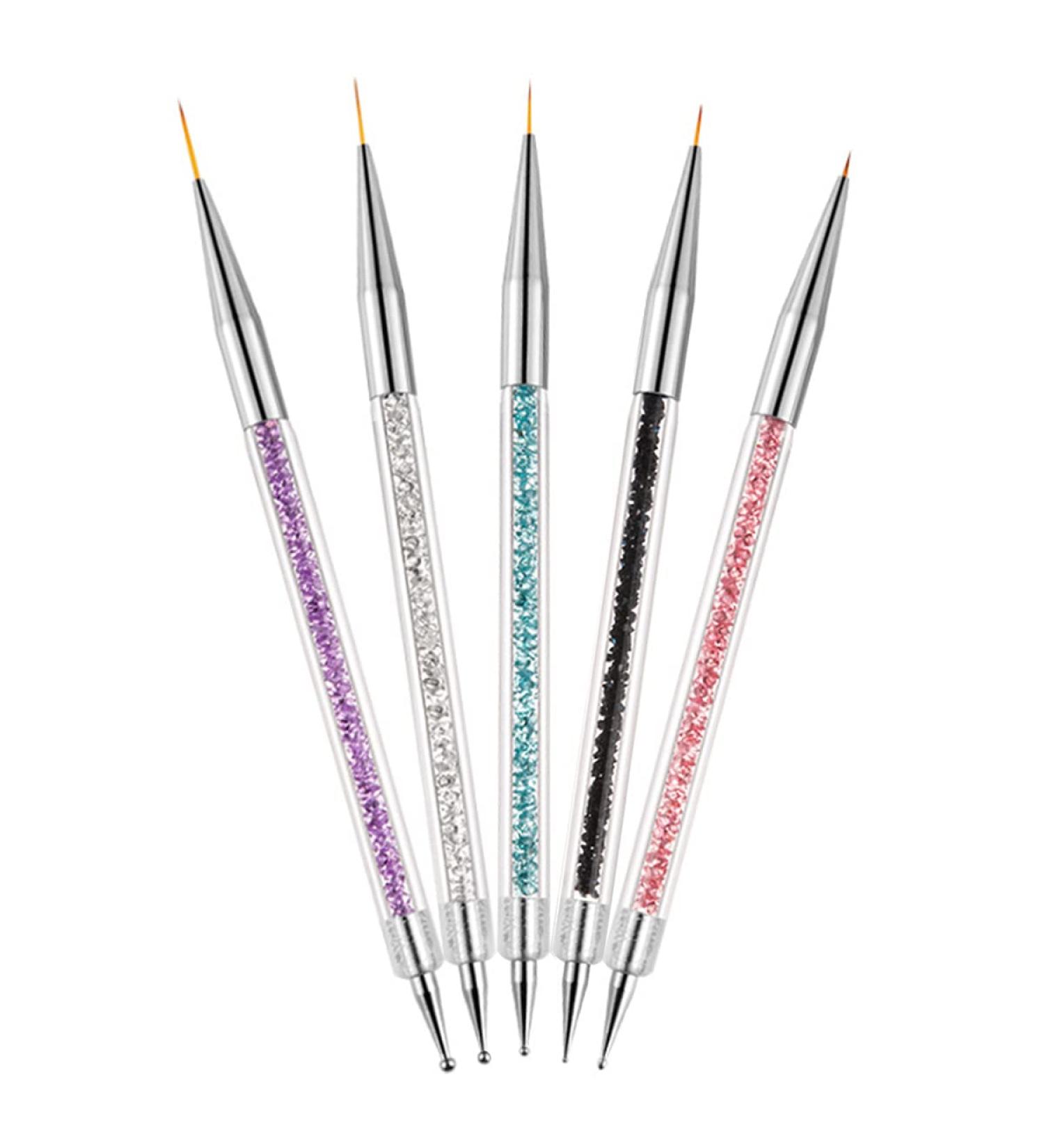 NATUCE 5 Pcs Nail Art Brush Set - Double Ended Nail Design Pens (6/8/10/12/15 mm) for Professional Nail Art - Buy Online on GoSupps.com