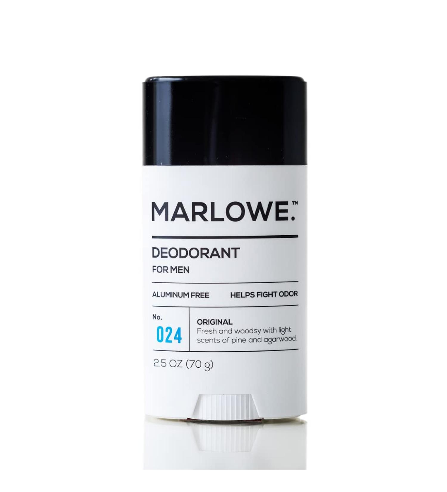 MARLOWE Natural Deodorant for Men | Aluminum-Free Stick with Coconut Oil & Shea Butter | Fresh Woodsy Scent | 2.5oz - Buy Online on GoSupps.com