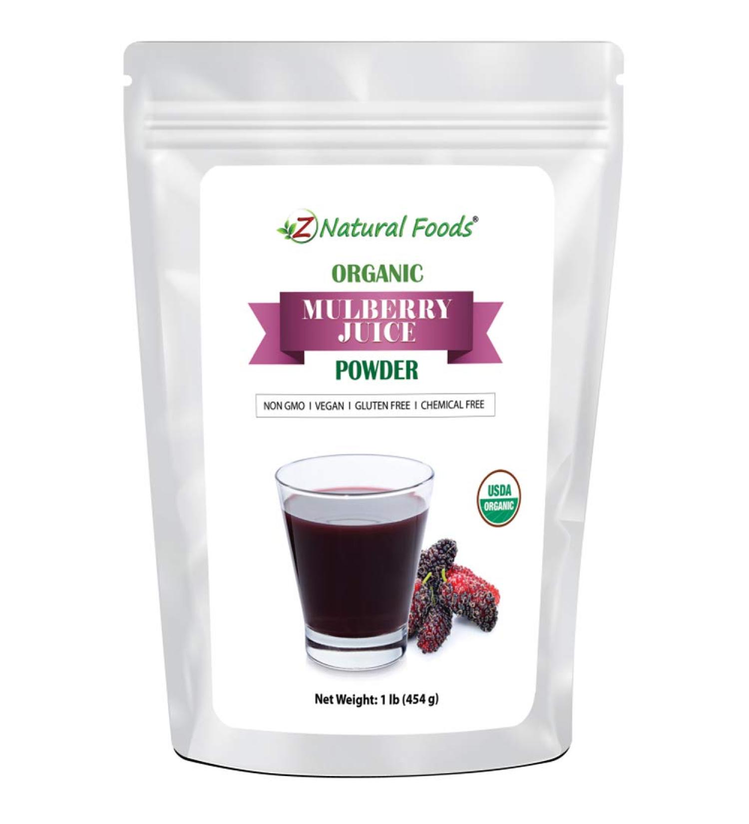 Organic Mulberry Juice Powder - Superfood Berry Drink Mix Supplement - 1 lb Pack - Non GMO, Gluten Free, Vegan, Kosher - Buy Online on GoSupps.com