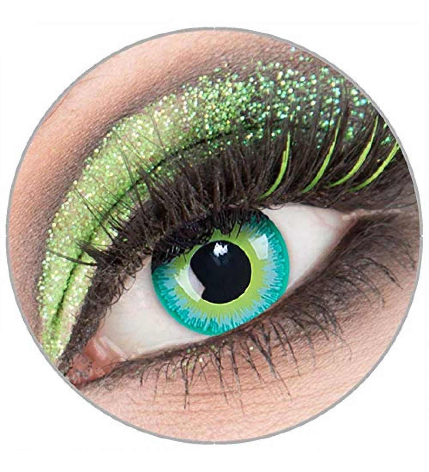 Colored green 'green eleven' contact lenses without strength 1 pair of crazy fun contact lenses with container to Carnival Carnival Halloween - Top quality of 'Giftauge'