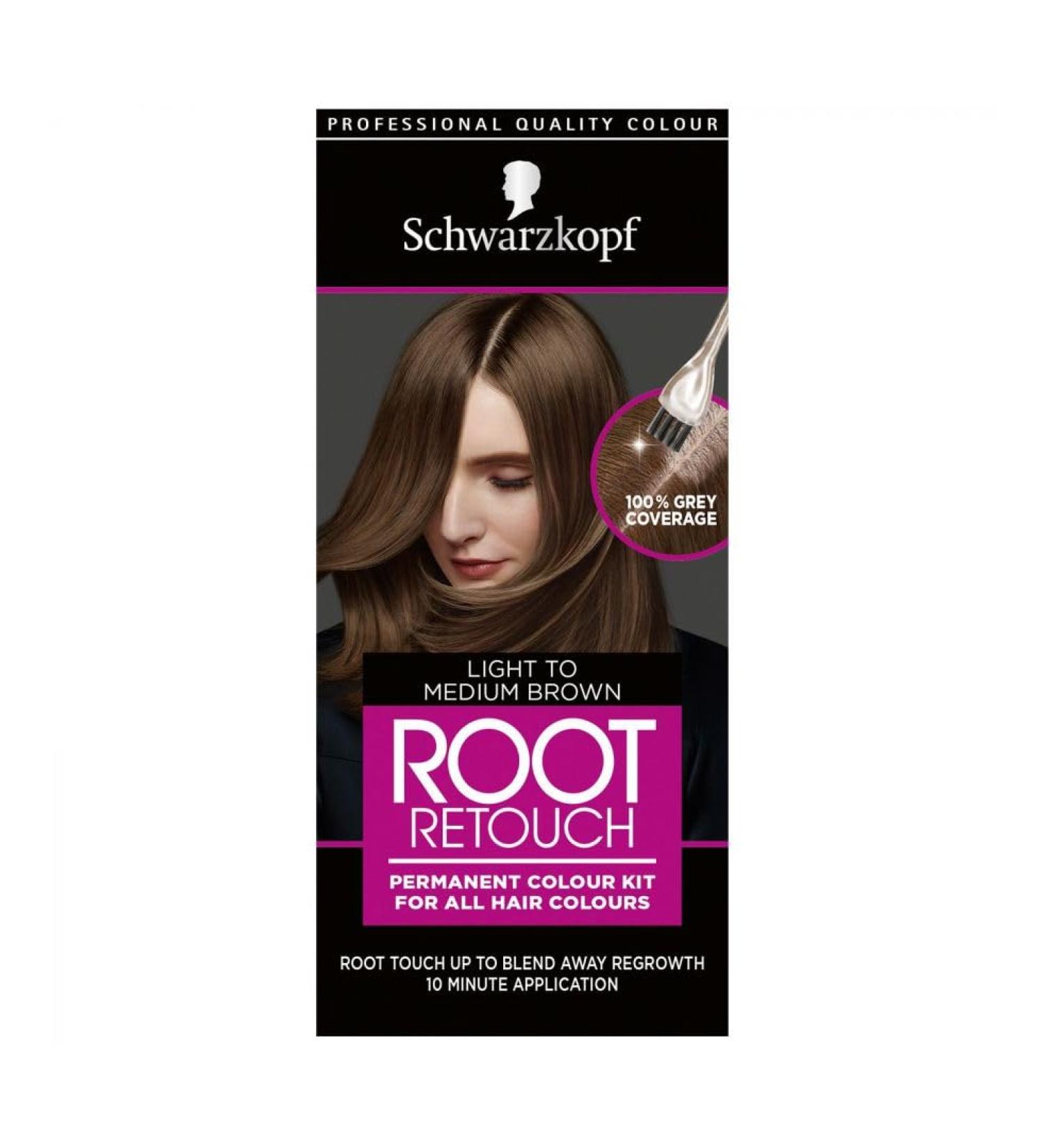 Schwarzkopf Root Retouch Permanent Root Concealer Brown Hair Dye Ideal for Touching Up Grey Root Regrowth Ammonia Free Light to Medium Brown