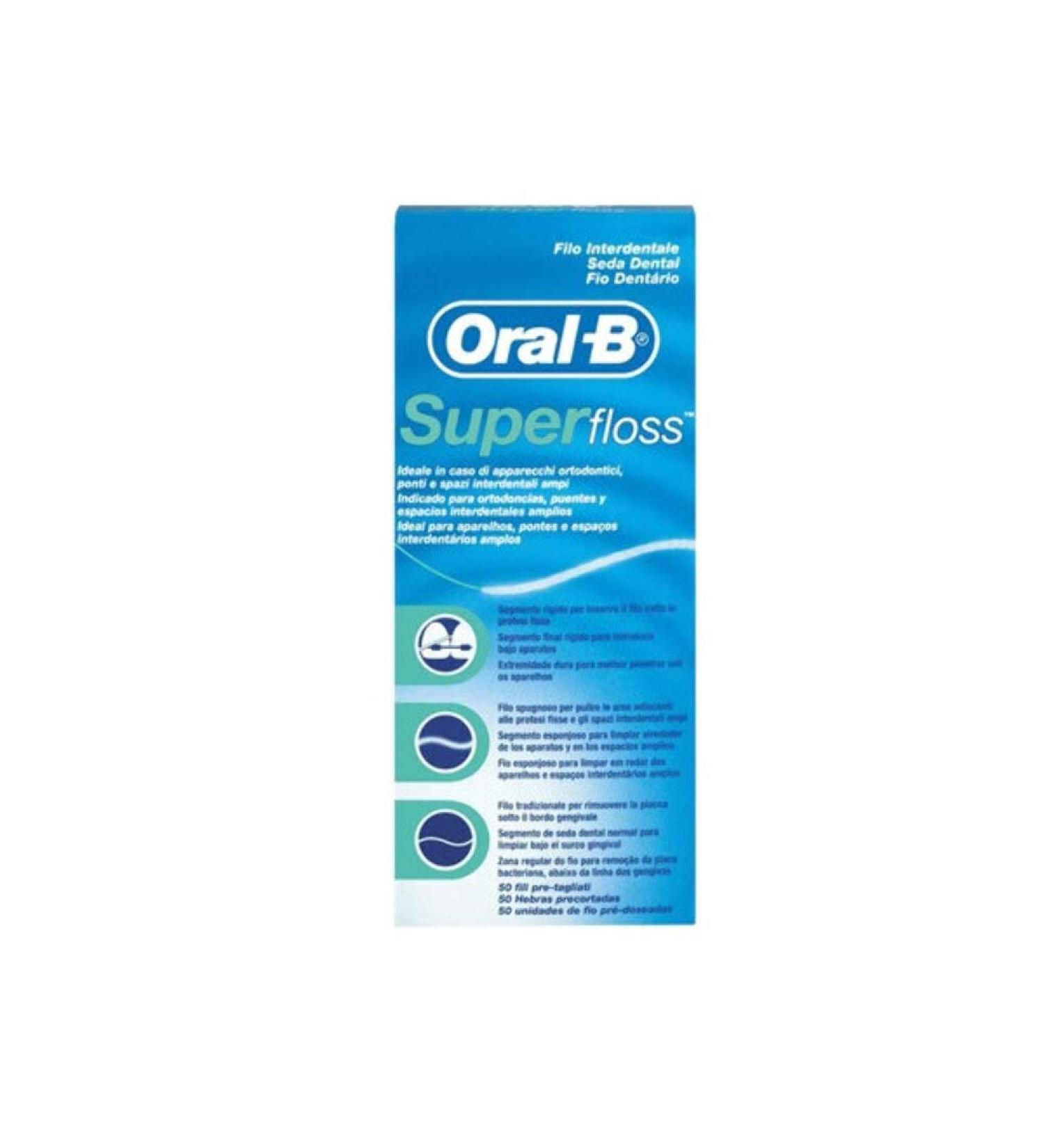 Oral B SuperFloss Super Dental Floss for Braces Bridges 50 Count (Pack of 1)
