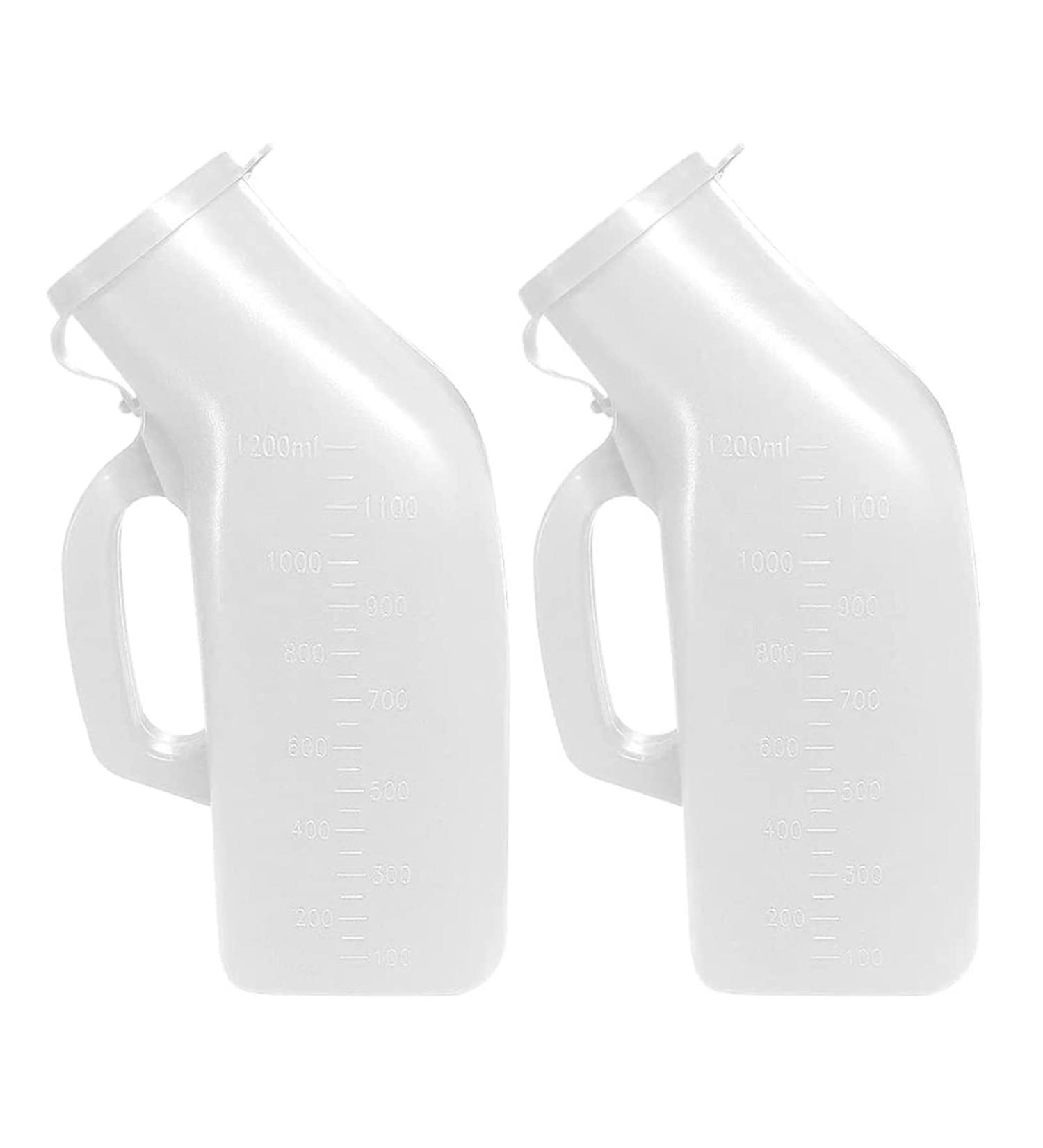 Thick Firm Male Urinal Urine Bottle with Lid for Child Boy Old Man 1200 ML (White) Pack of 2 Happy - Buy Online on GoSupps.com