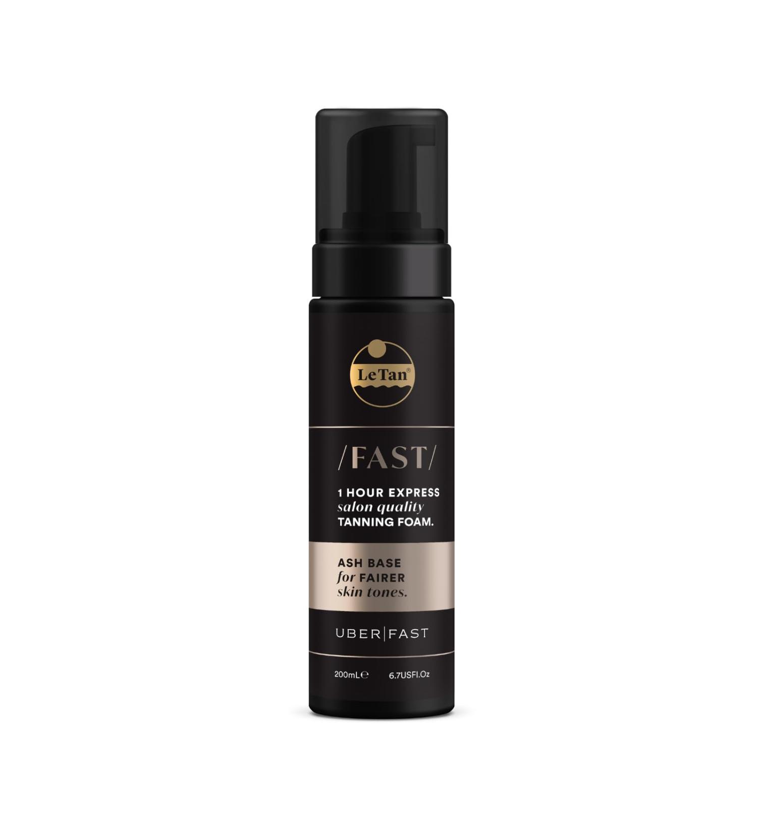 Le Tan Tanning Foam Fast | Self Tan 1 Hour Express Self Tanner Mousse | Resulting to Dark Cool Brown Tan | Long Lasting Salon Quality Streak Free No Fake Tan Smell 6.7oz For Fairer Skin Tones (Ash)