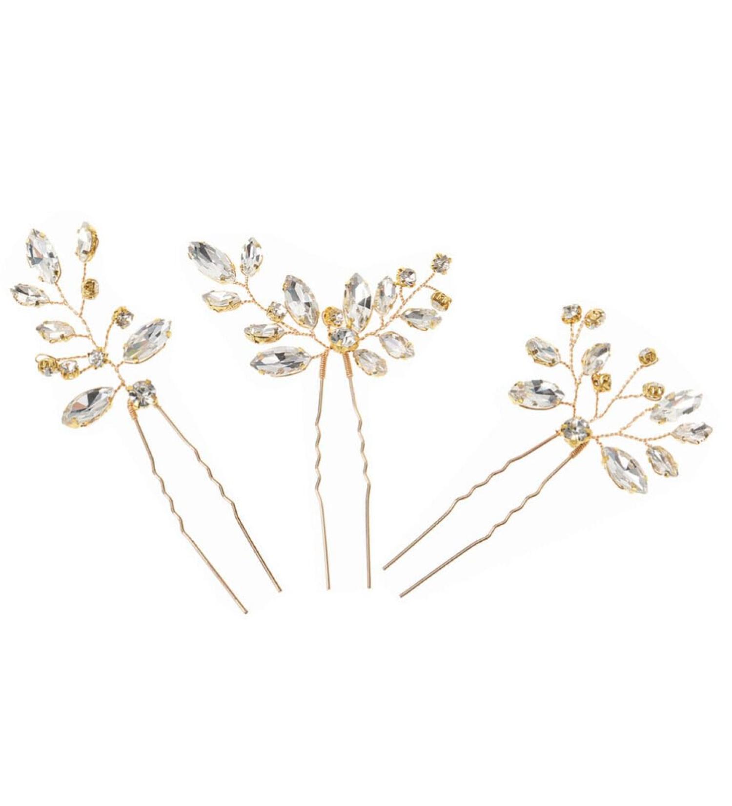 FRCOLOR 3 Pieces Bridal Wedding Hair Pins Jewellery Bridal Hair Pins Rhinestones Gold Leaf Crystal Pearl Hair Pins Vintage Wedding Hair Accessories for Women and Girls - Buy Online on GoSupps.com