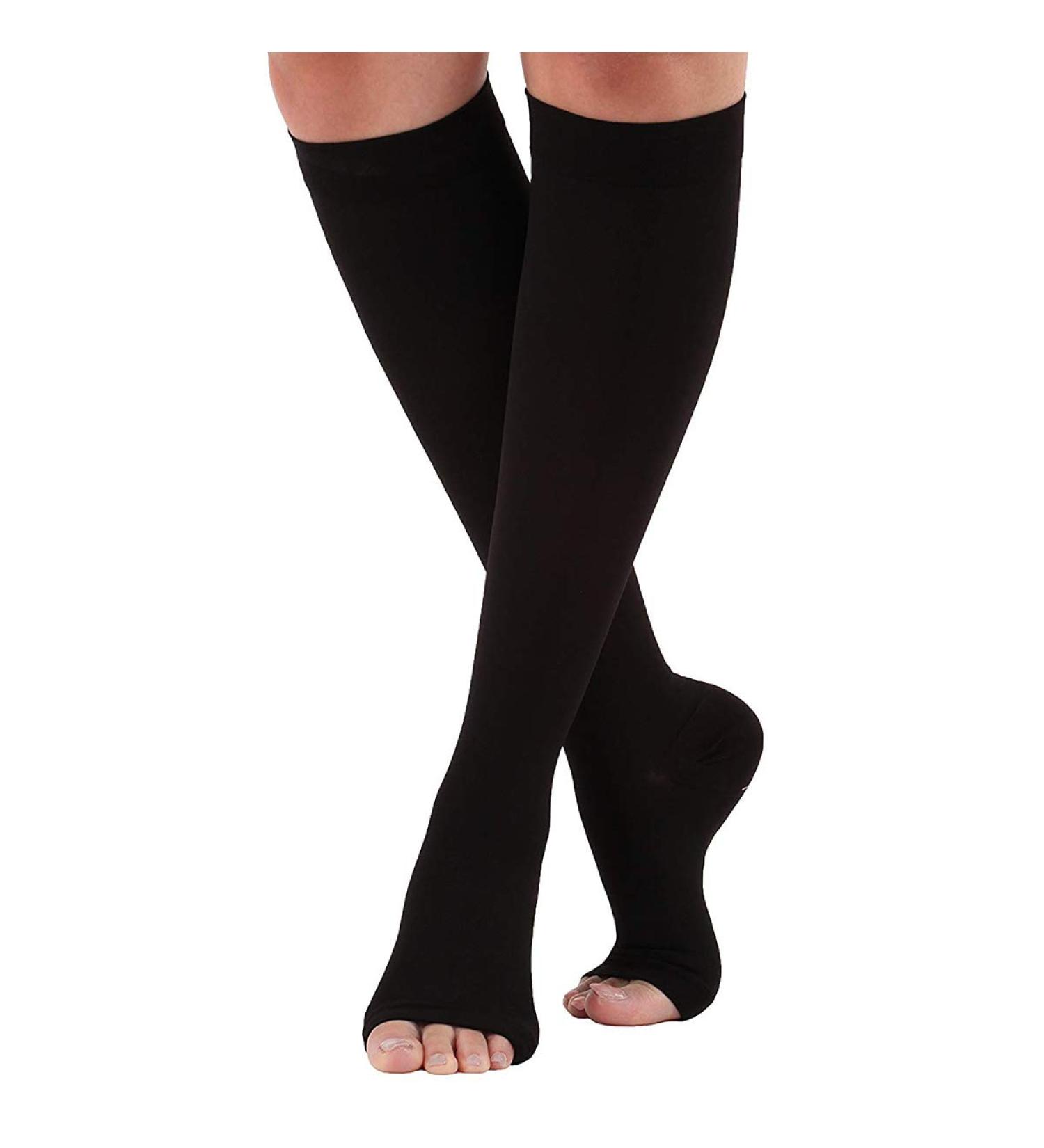 Buy Famkit 23-32mmHg Open Toe Compression Socks for Varicose Veins - Black XX-Large | Durable Nylon & Spandex | International Shipping Available - Buy Online on GoSupps.com