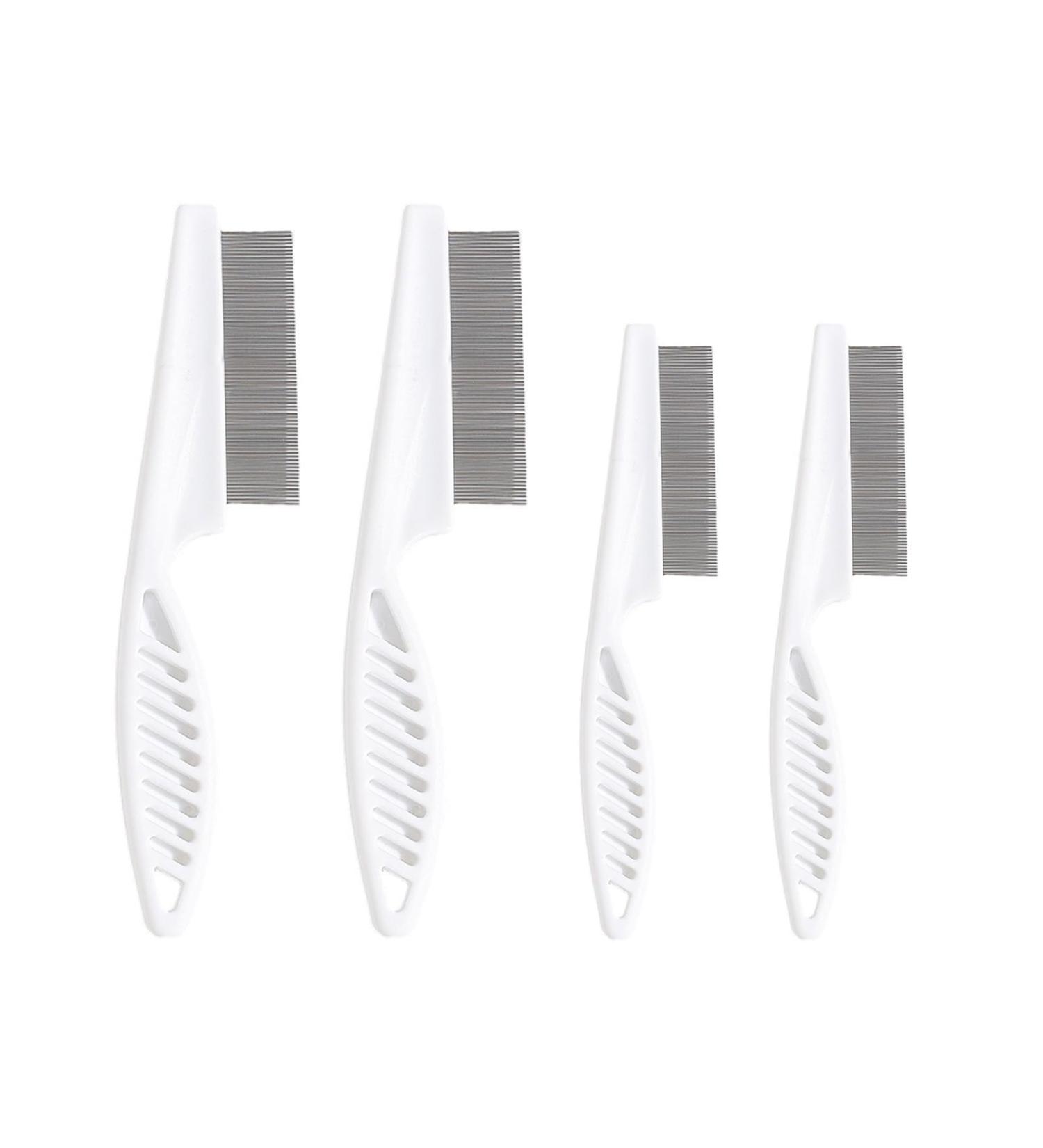4 Pieces Cat Dog Flea Comb Pet Flea Comb Pet Hair Comb Remove Fleas for Long Hair Easy Grip Handle Metal Head Flea Comb for Grooming and Dehairing Face and Paws (White) - Buy Online on GoSupps.com