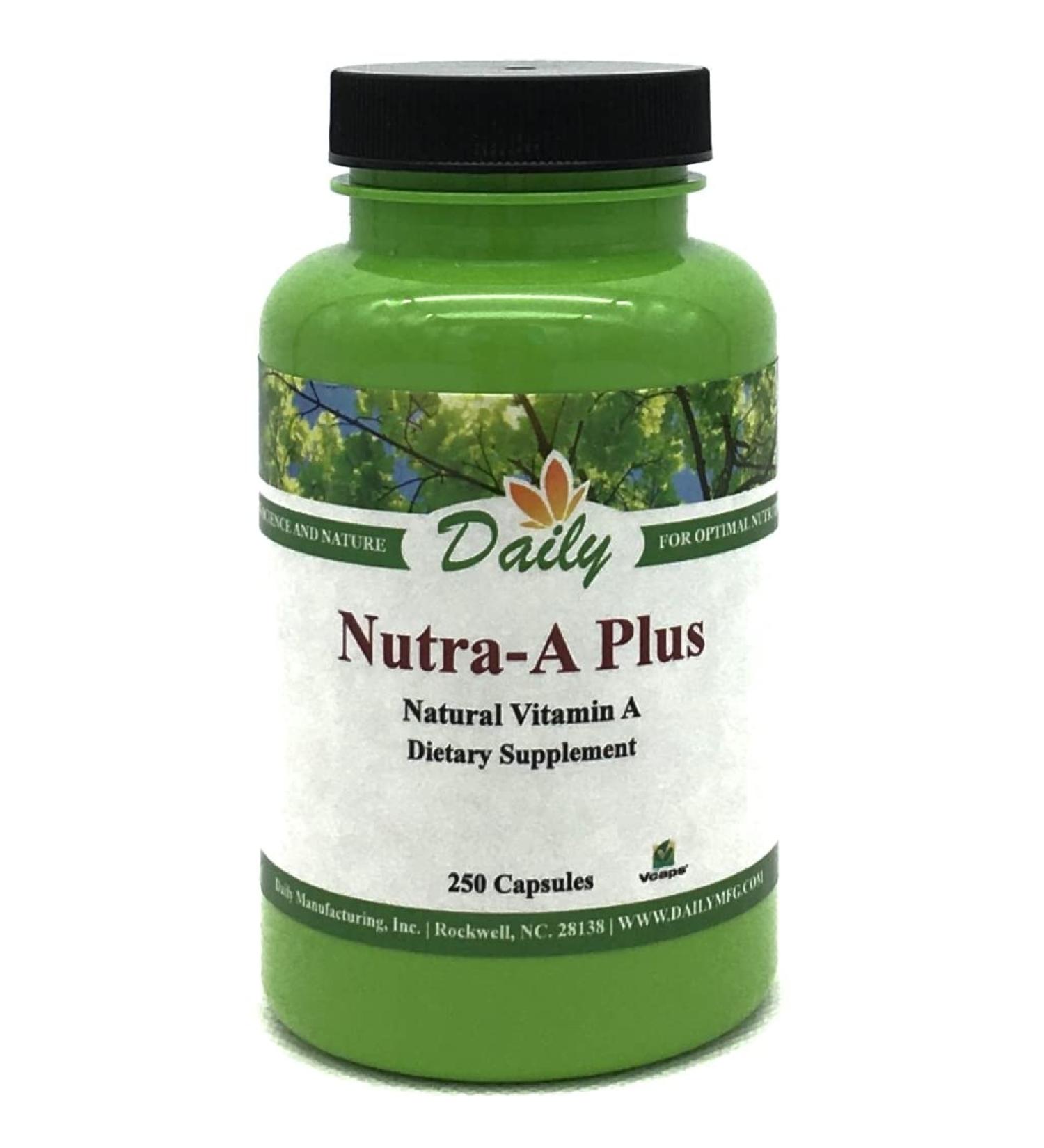 Daily Manufacturing Nutra-A Plus (Vegetarian Vitamin A-Palmitate & Beta-Carotene) 250 Vegetarian Capsules