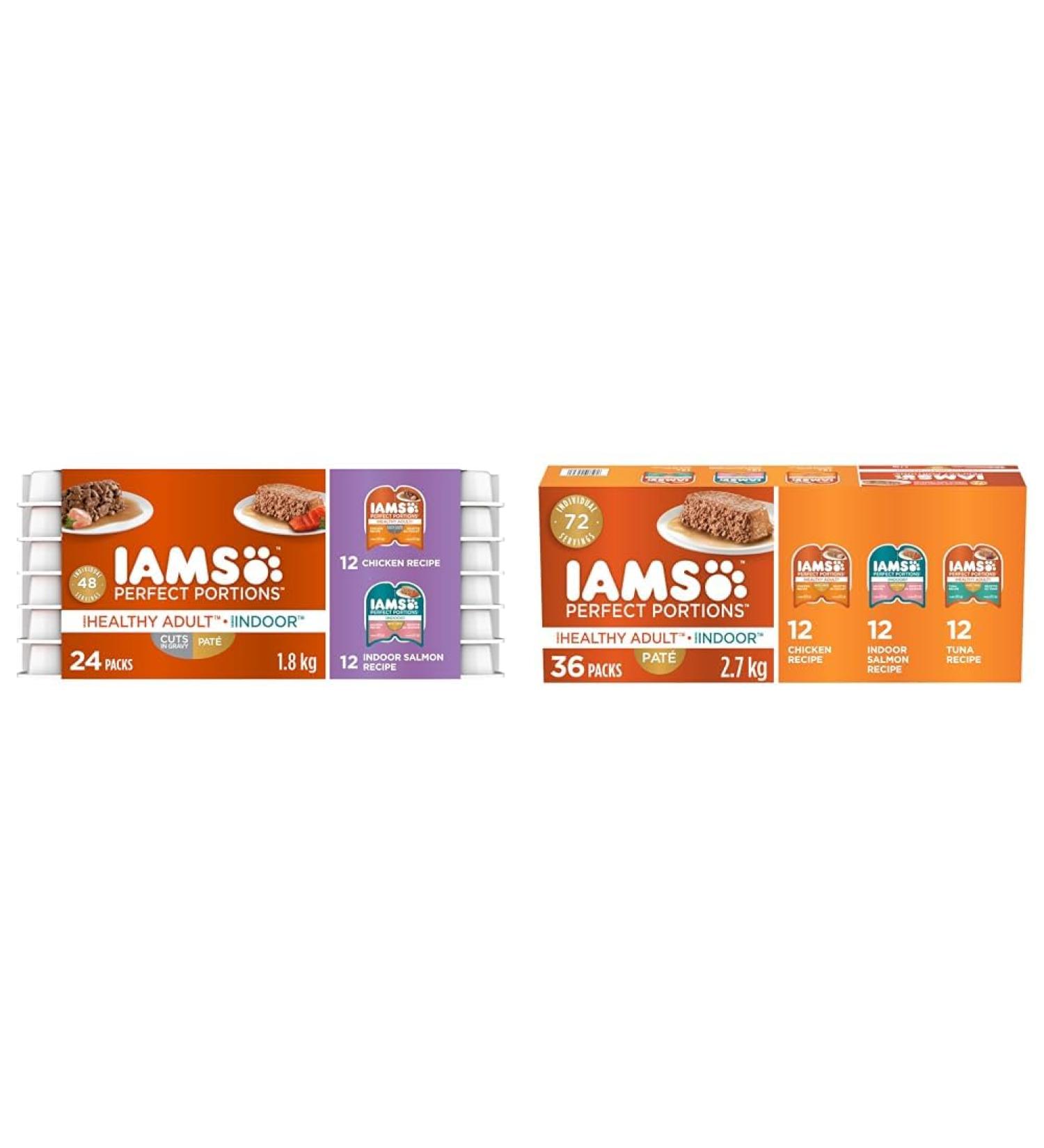 IAMS Perfect Portions Wet Cat Food Adult Grain Free & Perfect PORTIONS Healthy Adult and Indoor Wet Cat Food Pat Chicken Tuna and Indoor Salmon Chicken & Salmon Wet Cat Food+Wet Cat Food - Buy Online on GoSupps.com