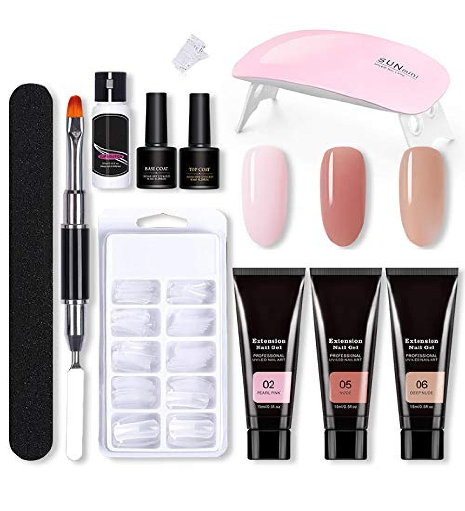 Kangmeile Nail Gel Set Nails Polygel Nail Kit with 3 Colour Extension Glue Polygel Set Nail Extension Gel Set Starter Set Gel Polish Starter Kit Nail Design Polygel Set with UV Lamp(B) - Buy Online on GoSupps.com