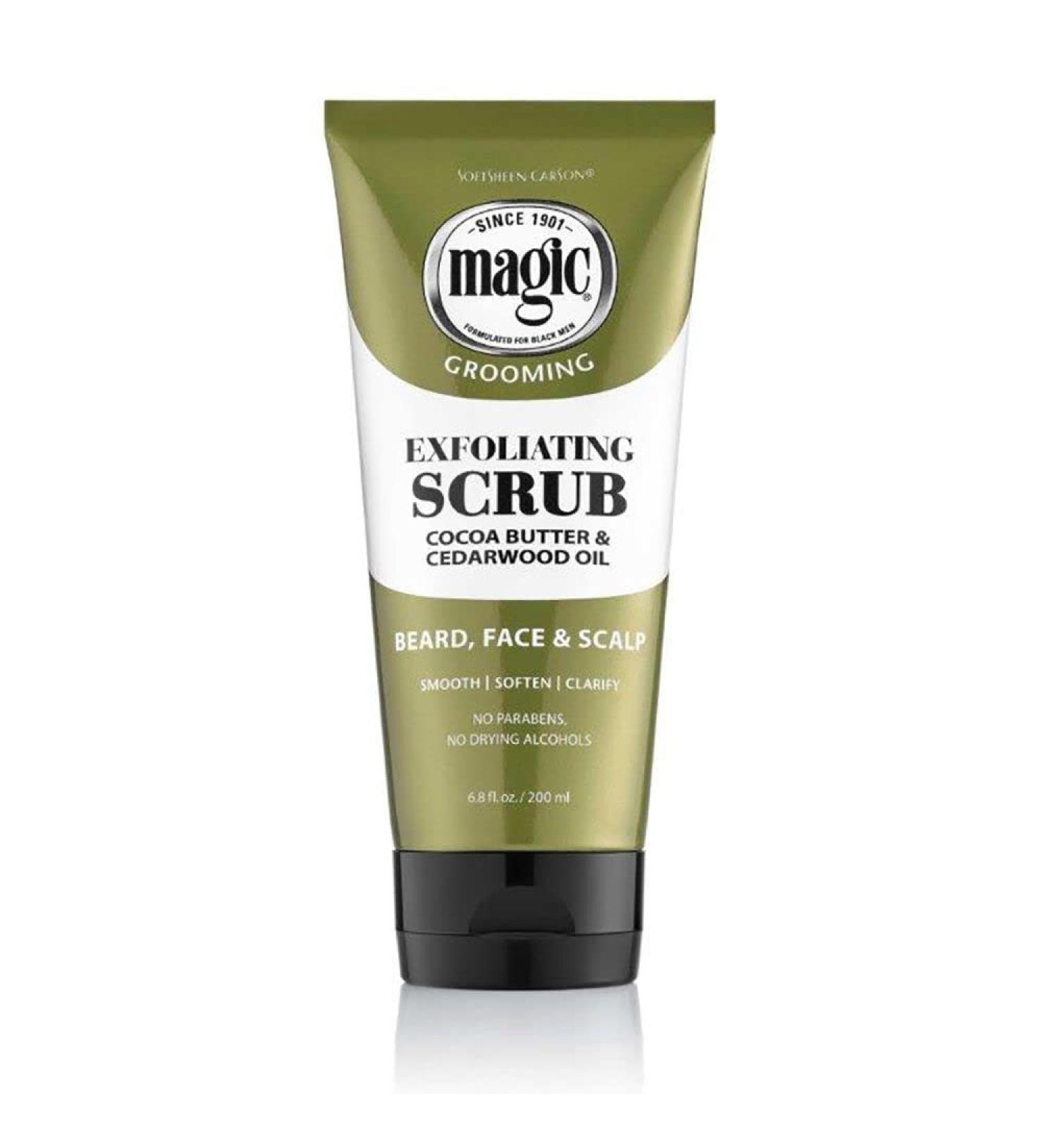 Softsheen-Carson Magic Men's Exfoliating Face Scrub - Cocoa Butter & Cedarwood Oil for Beard, Skin & Scalp - 6.8 fl oz - Buy Online on GoSupps.com