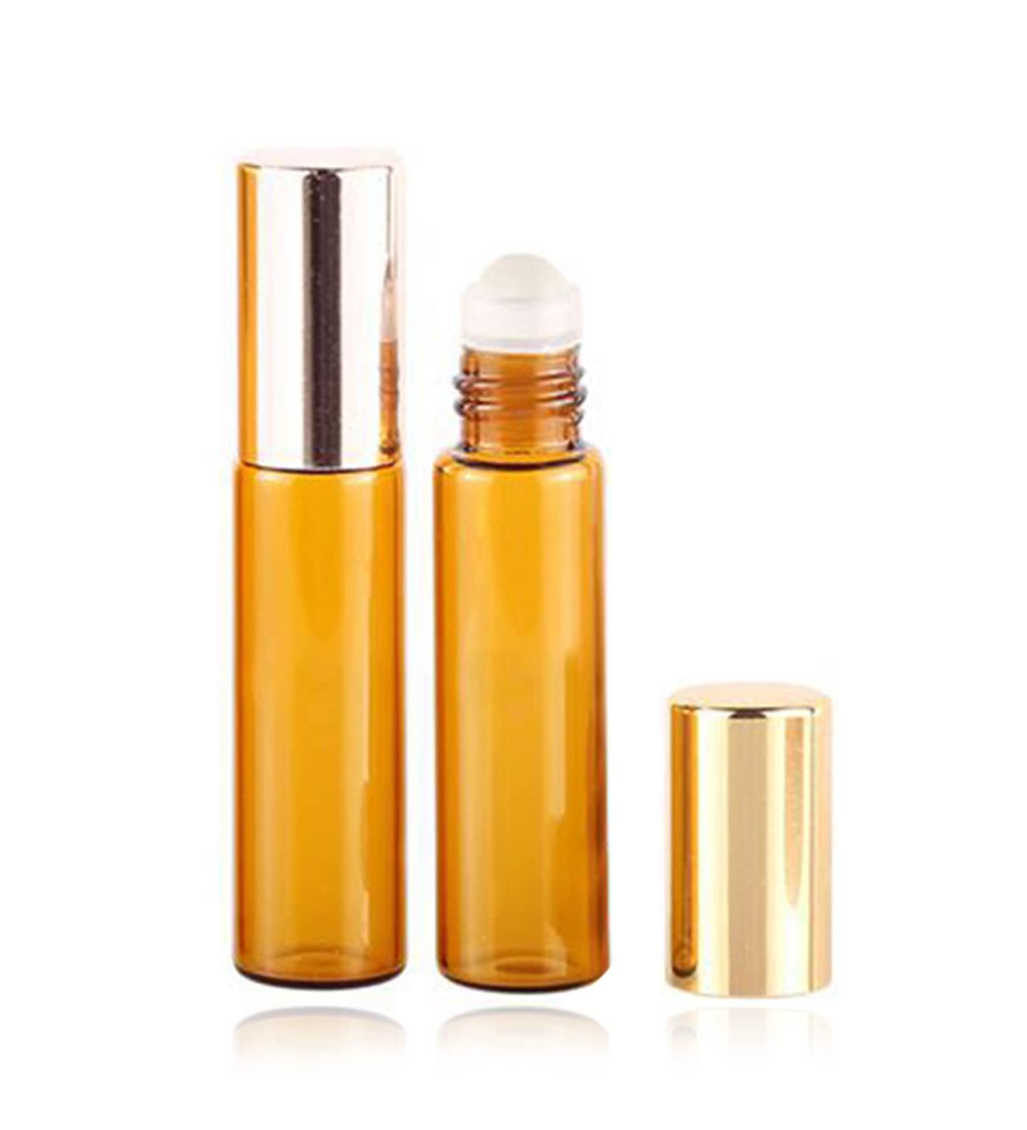 GNAUMORE Roller Bottles Essential Oils Roller Bottles Amber Glass Roll on Bottles with Golden Lids Amber Glass Roller Bottles for Fragrance Lotion Aromatherapy - Buy Online on GoSupps.com