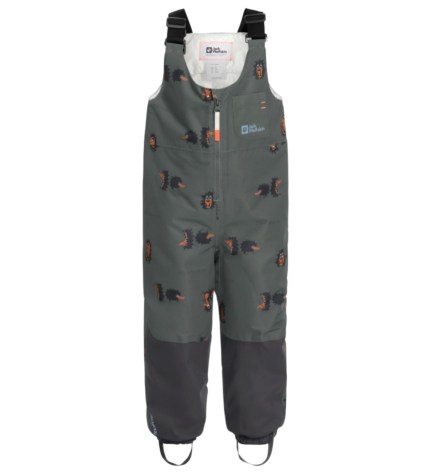 Jack Wolfskin Unisex Kids Hiking Pants Gleely 2l Ins Print Bib K 128 Slate Green Allover