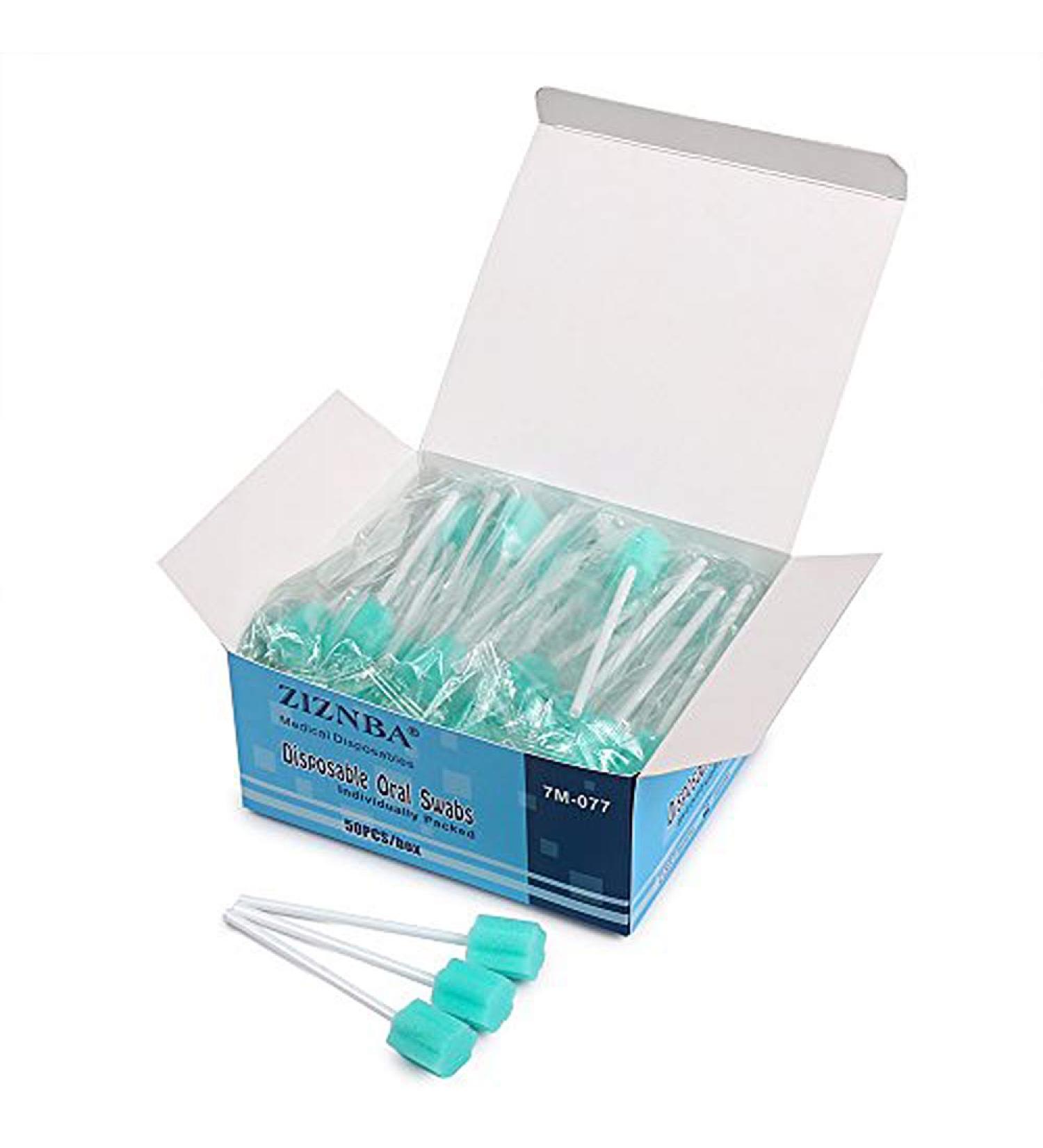 ZIZNBA Disposable Mouth Swabs Sponge - 50PCS Sky Blue Oral Swabsticks for Dental Cleaning - Buy Online on GoSupps.com