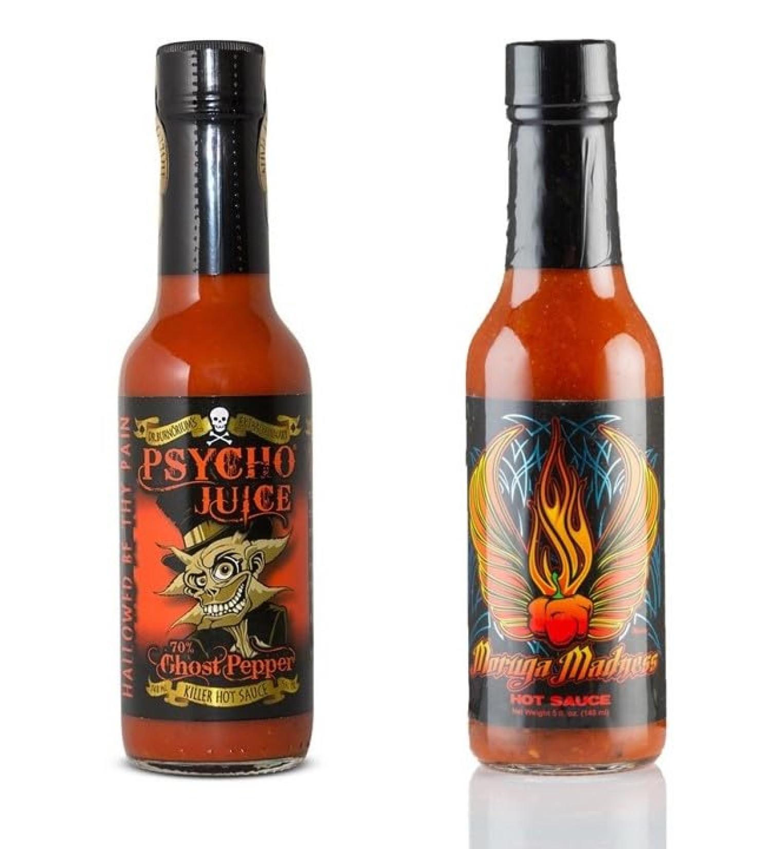 Psycho 70% Ghost Chilli Sauce AND Moruga Madness Hot Sauce - Buy Online on GoSupps.com