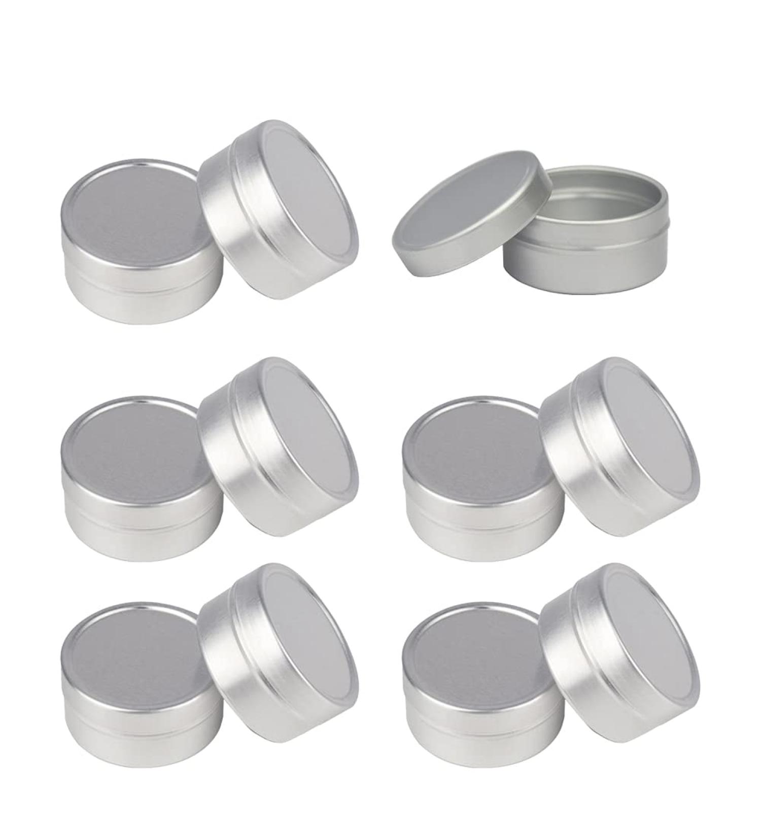 Zeoabsy 12-Pack 10ml Silver Aluminum Round Doses - Empty Tin Cans with Plastic Lid for DIY Ointments Cosmetics Candles & Shaving Soap - Buy Online on GoSupps.com
