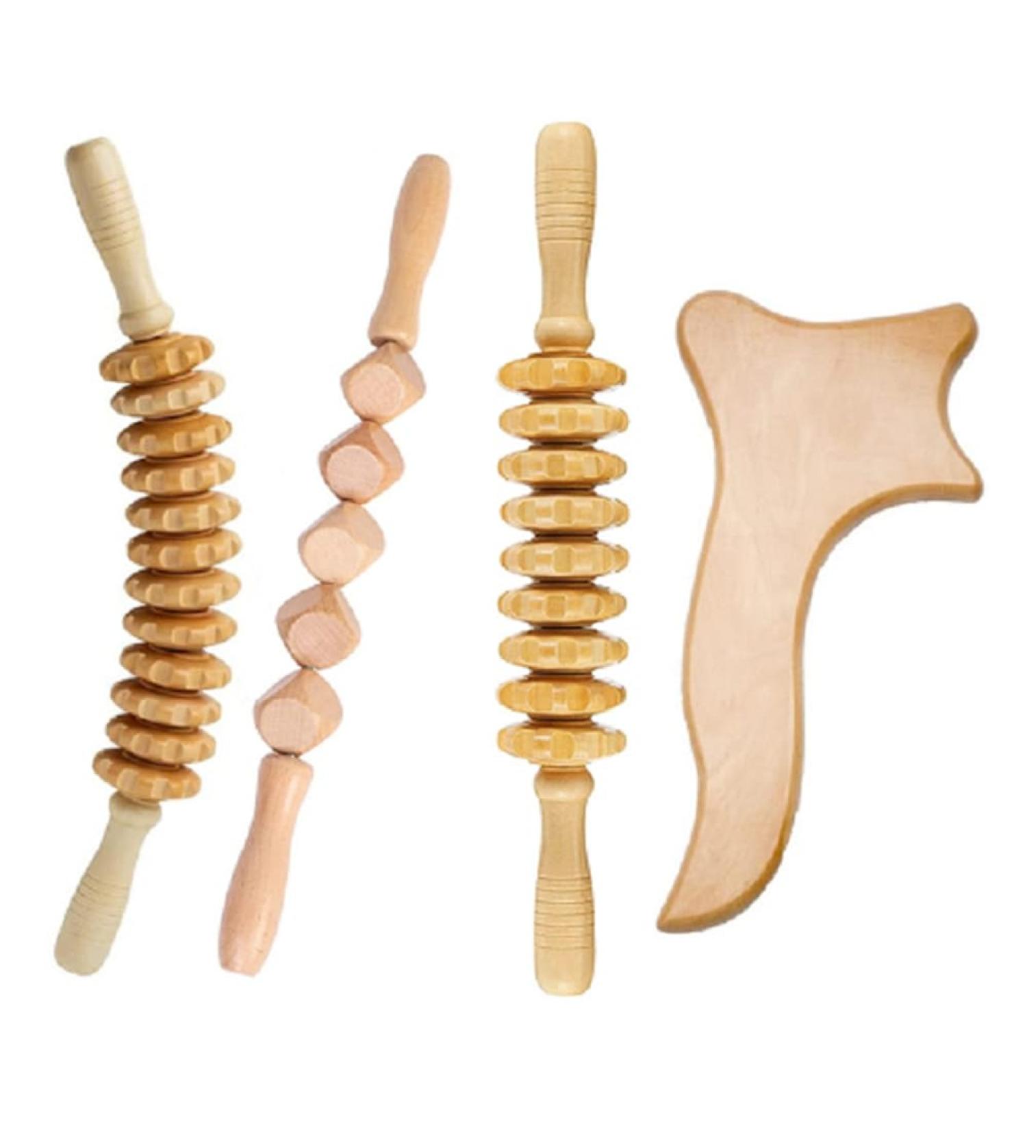 4pcs Hatem Hand Massage Stick Set - Body Shaping & Lymphatic Drainage Massager - Fascia Roller Therapy - Buy Online on GoSupps.com