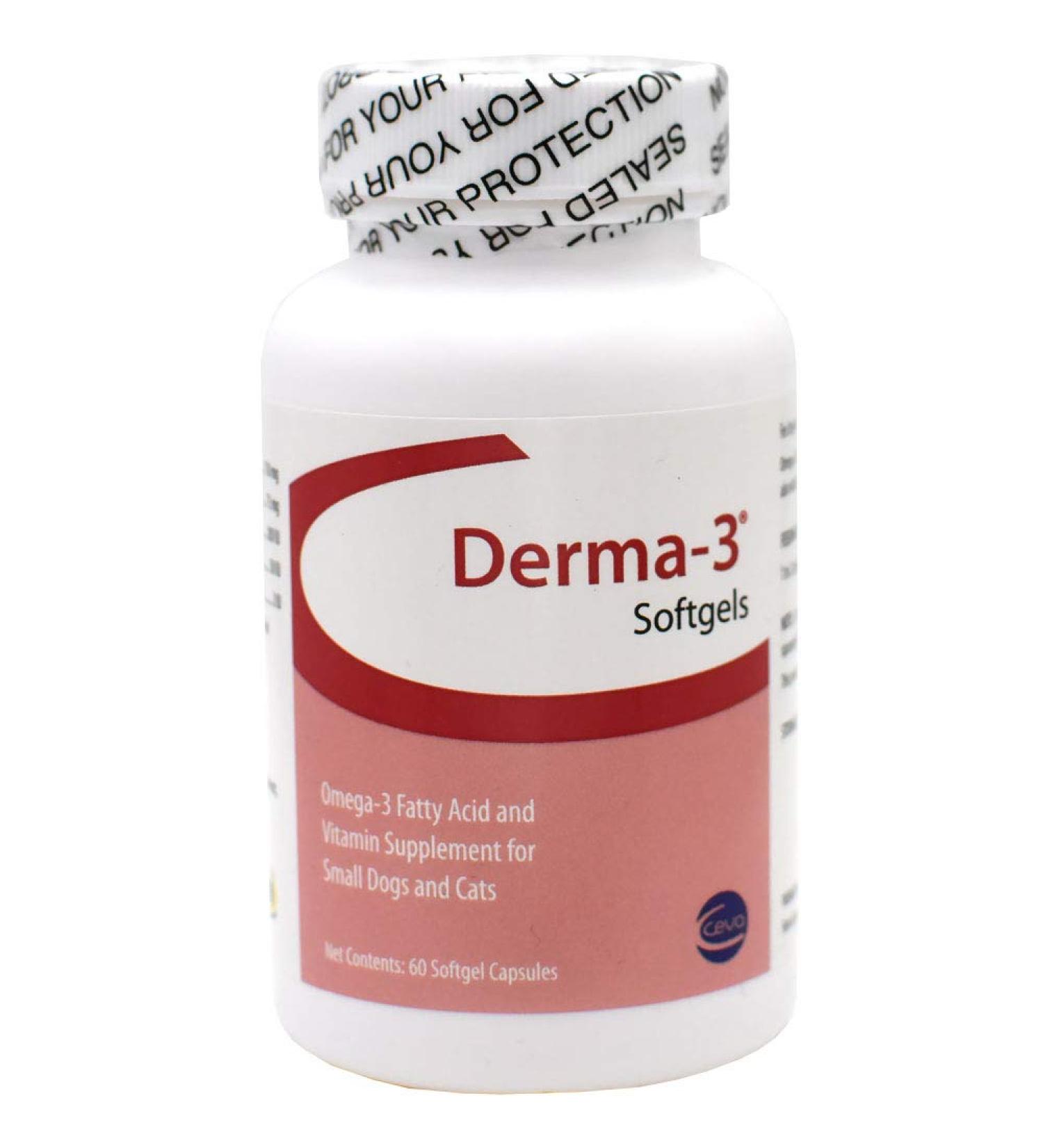 Derma-3 Softgels for Cats & Small Breeds - 60 Softgels | Essential Omega Fatty Acids - Buy Online on GoSupps.com