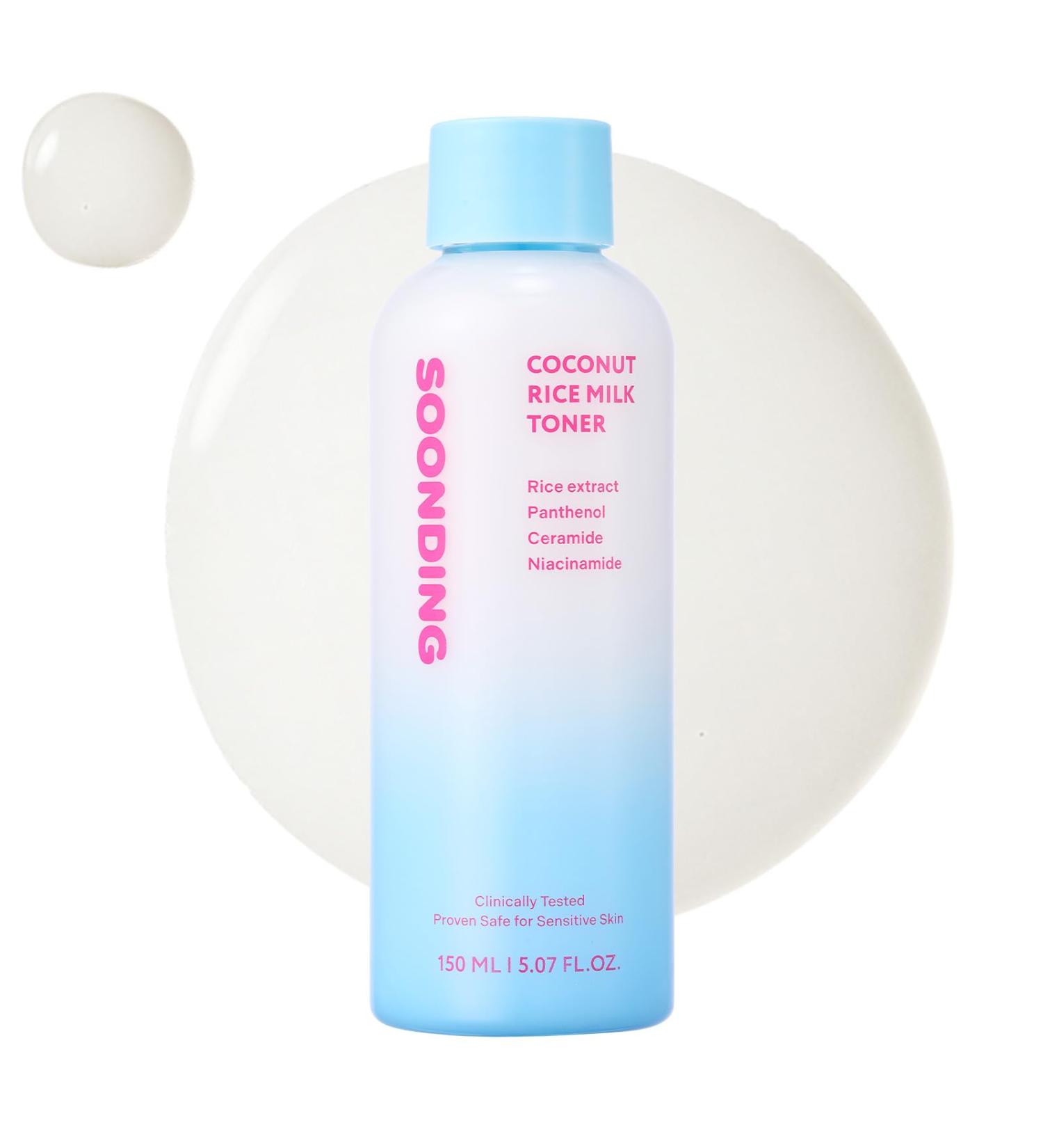 SOONDING Coconut Rice Milk Toner | Calming Hydration Smooth Skin Texture and Strengthen Skin Barrier with Rice Panthenol Ceramide AHA | Fragrance-Free Korean Skin Care (150ml/ 5.07 fl oz) - Buy Online on GoSupps.com