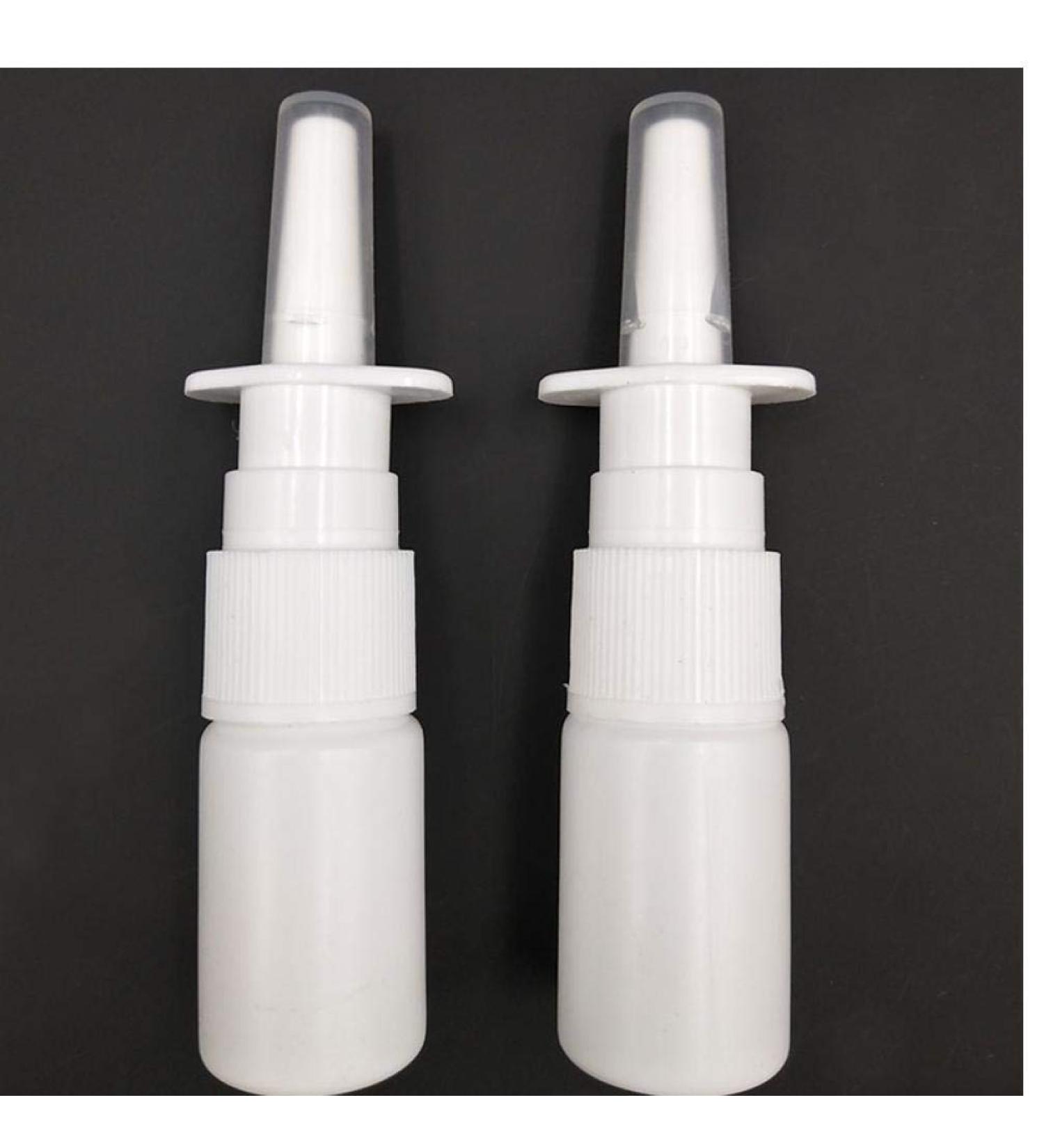 Tossper 10ml White Empty Plastic Nose Spray Bottles - 2PCs Refillable Pump Sprayers for Medical Use | International Shipping - Buy Online on GoSupps.com