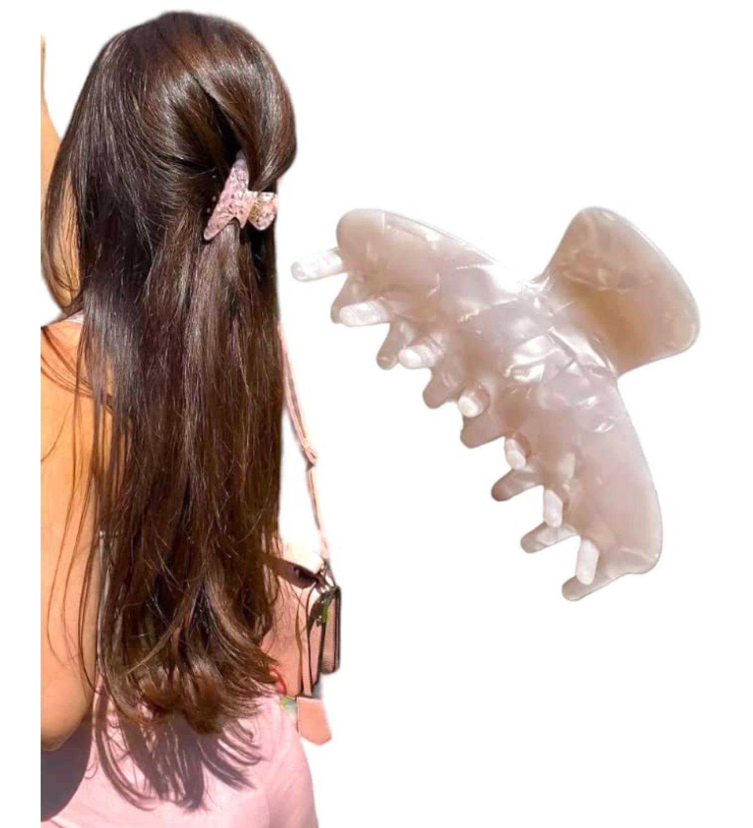 White Marble Claw Clip for Thick/Thin Hair - Stylish & Strong Jumbo Clip for Women/Girls - Buy Online on GoSupps.com