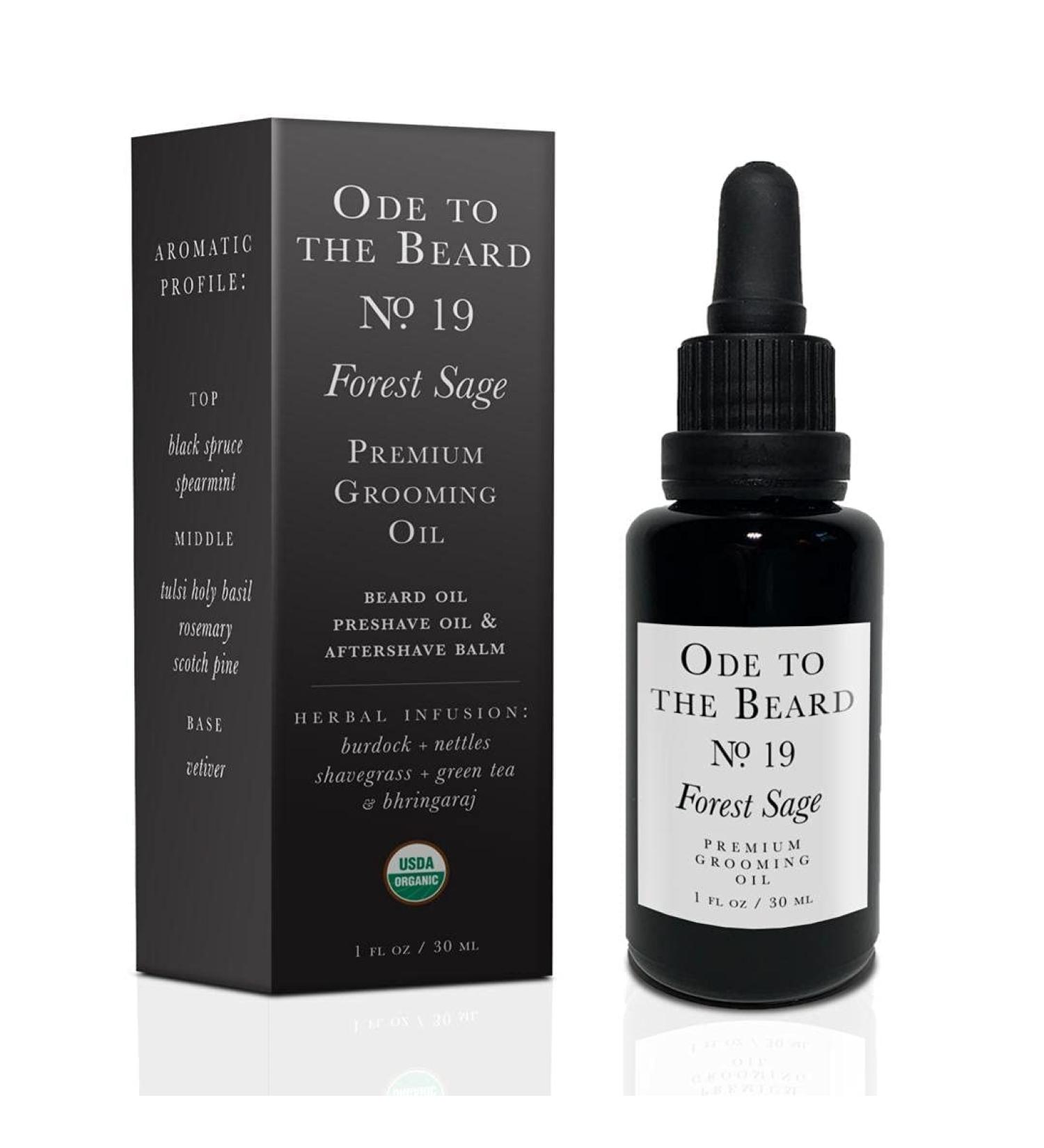 USDA Organic Spruce-Scented Beard Oil for Men | 3-in-1 Premium Grooming Oil for Beard Growth & Maintenance | Ode To The Beard Forest Sage 1 fl oz - Buy Online on GoSupps.com