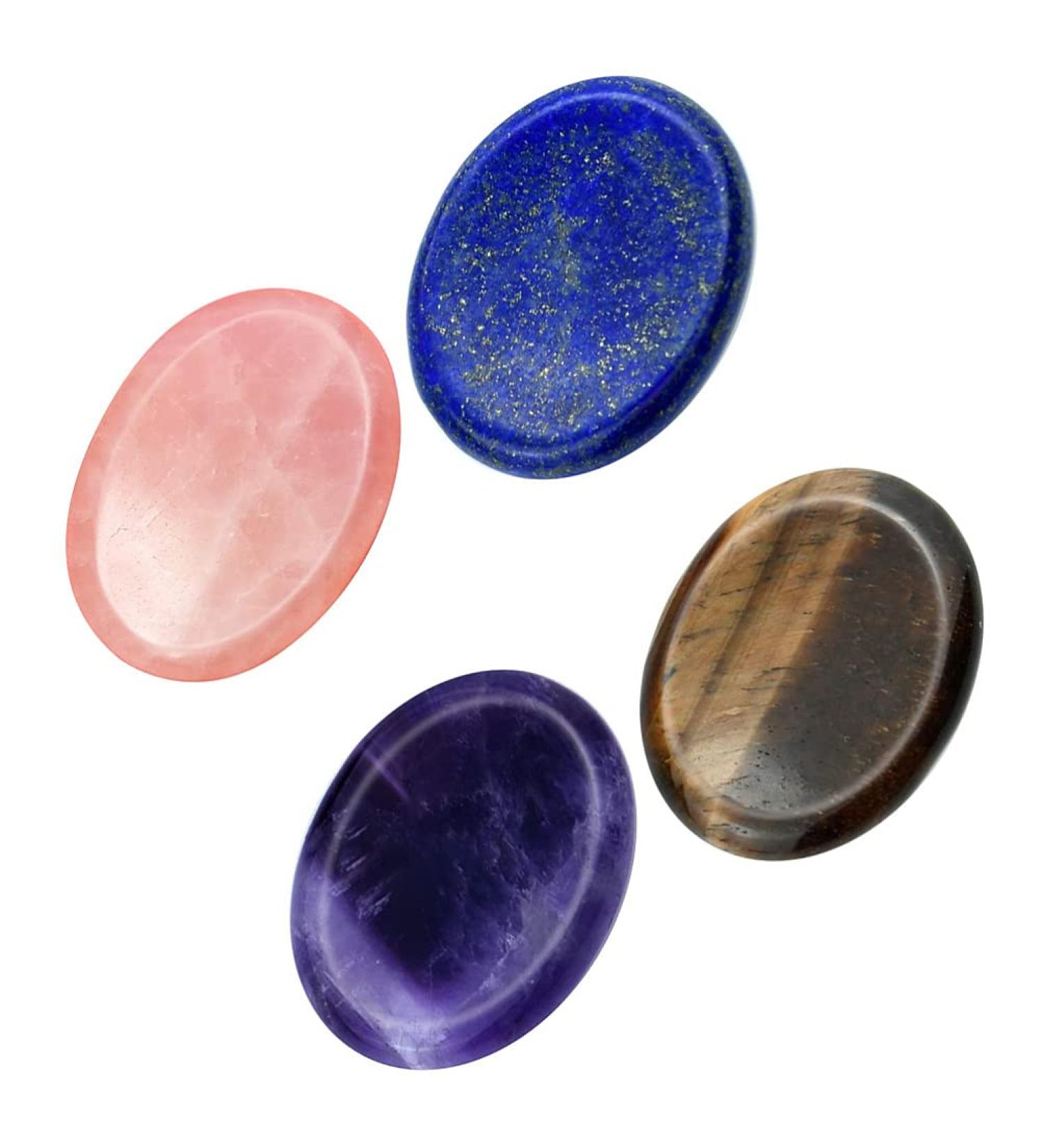 4pcs Tiger Eye Stone Guasha Massage Tool Set | Thumb Stones & Body Gems for Face & Hand Relief - Buy Online on GoSupps.com