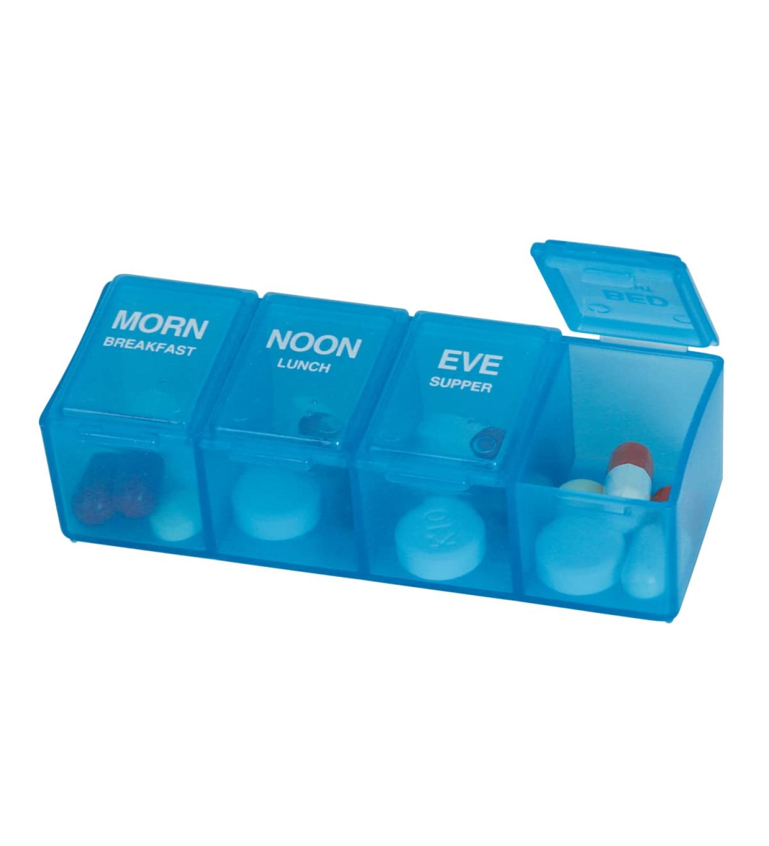 EZY DOSE Daily Pill Case - BPA Free Medicine Planner & Vitamin Organizer with 4 Compartments for 4 Times a Day - International Shipping Available - Buy Online on GoSupps.com