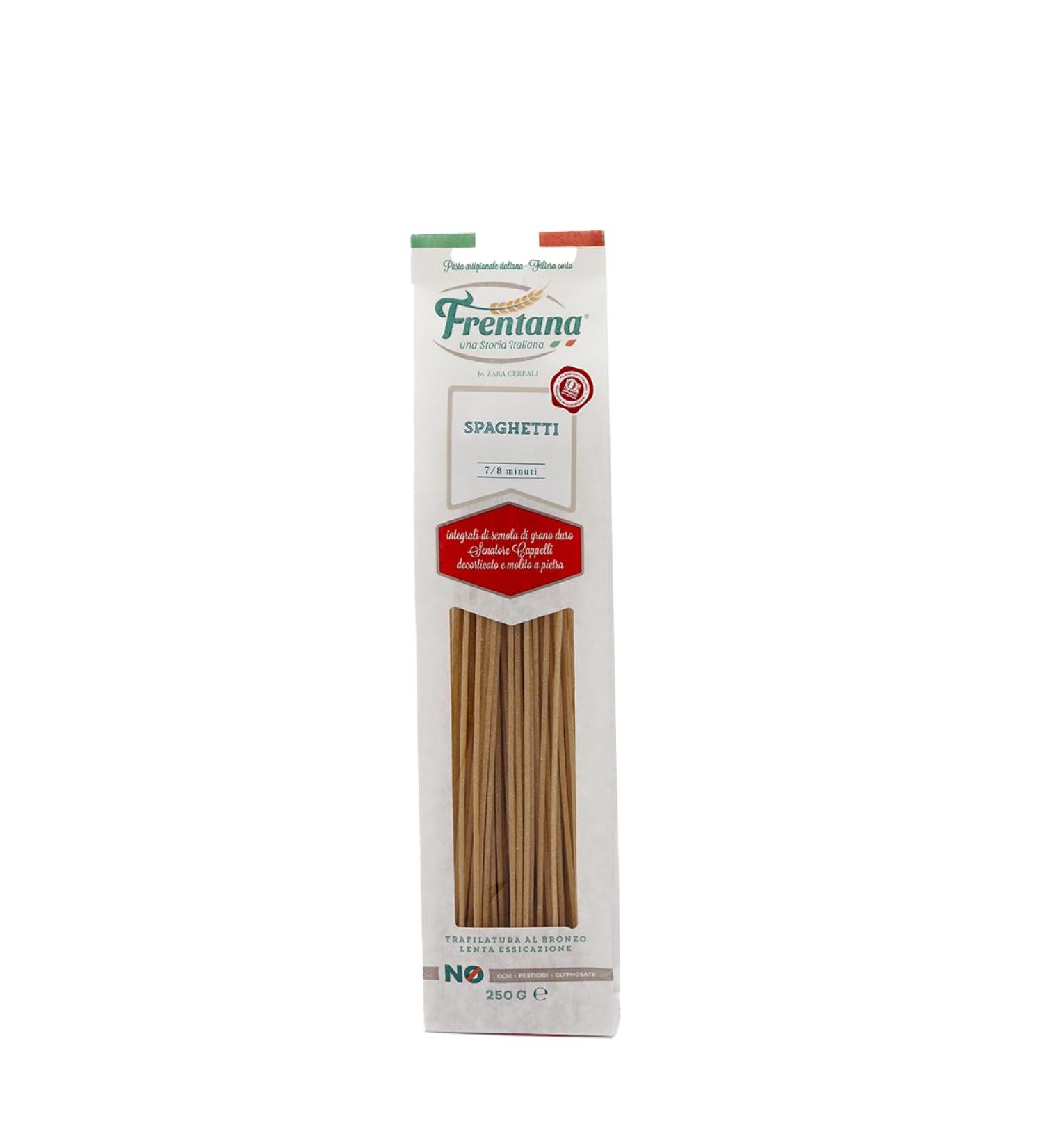 FRENTANA SRL FRENTANA Whole wheat spaghetti from Cappelli durum wheat bronze drawn slowly dried Italian pasta artisanal production pack of 24 x 250gr - Buy Online on GoSupps.com