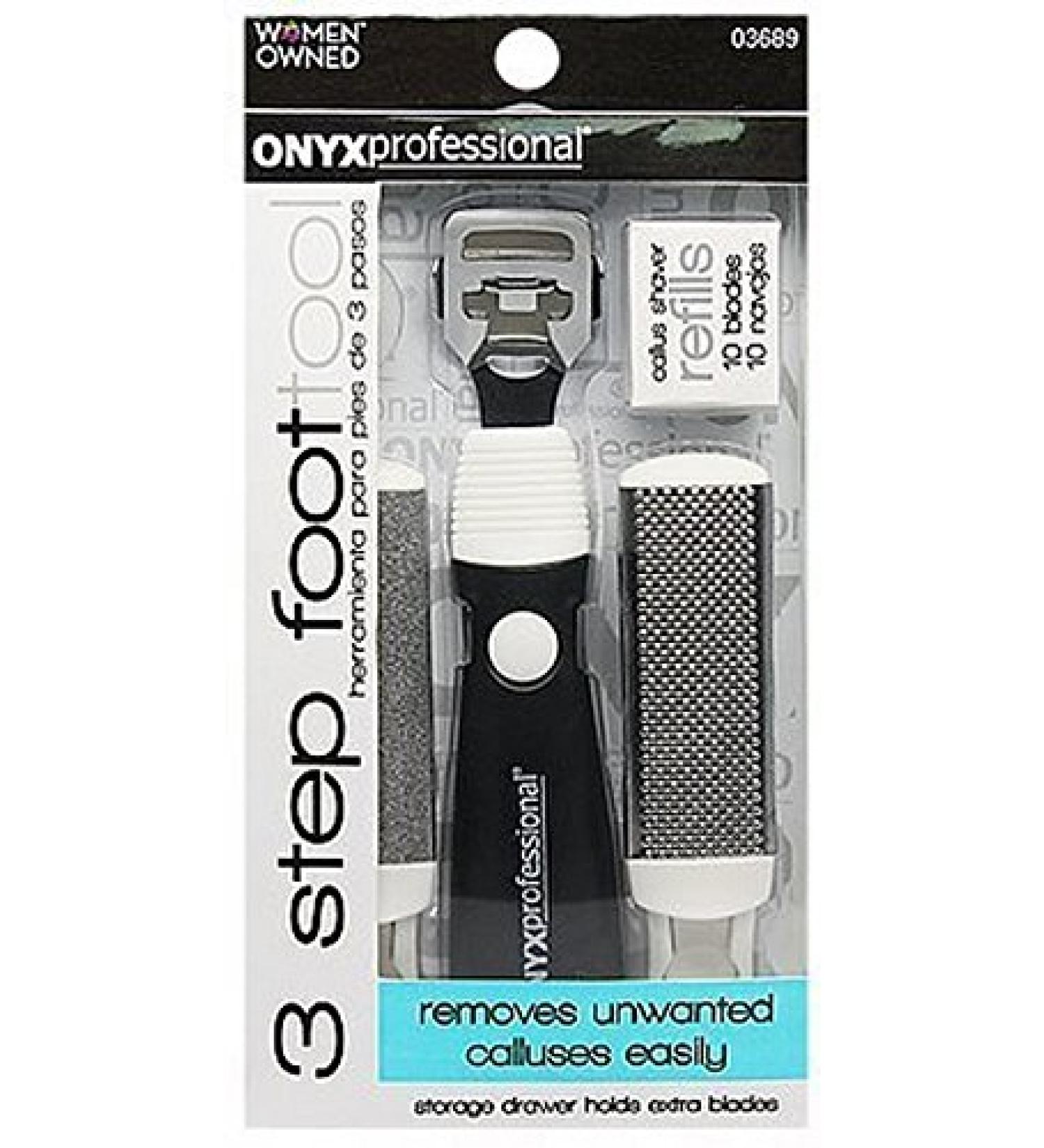 Onyx Professional 3-Step Miracle Callus Remover Pedicure Tool Includes Callus Rasp File & Razors Refills