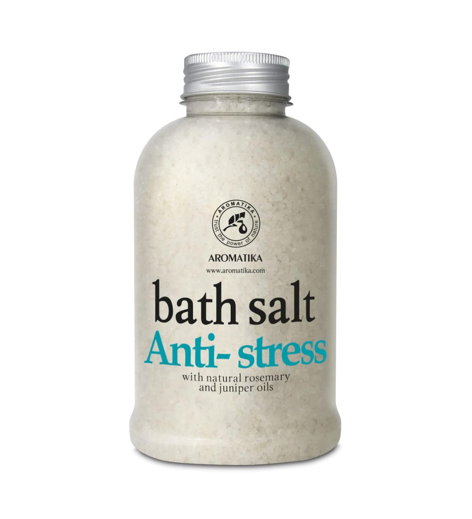 De-Stress Bath Salt 21.16 Oz with Natural Rosemary & Juniper Oils - Calming Sea Salts for Good Sleep and Relaxation - Aromatherapy Body Care - Buy Online on GoSupps.com