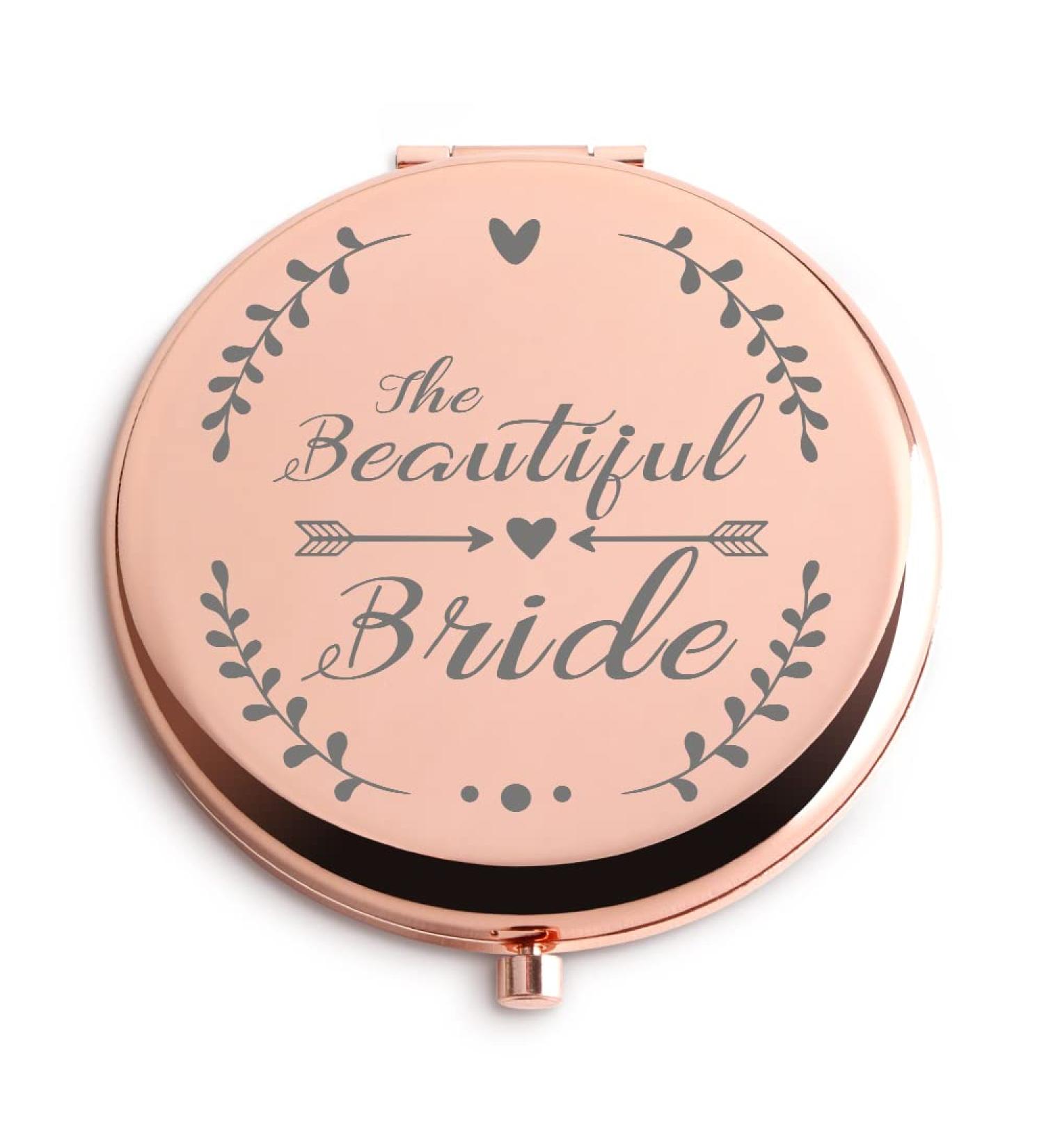 Dyukonirty Bride Gifts: Rose Gold Travel Makeup Mirror for the Beautiful Bride Engagement, Wedding Registry, Bachelorette & Bridal Shower Gift - Buy Online on GoSupps.com