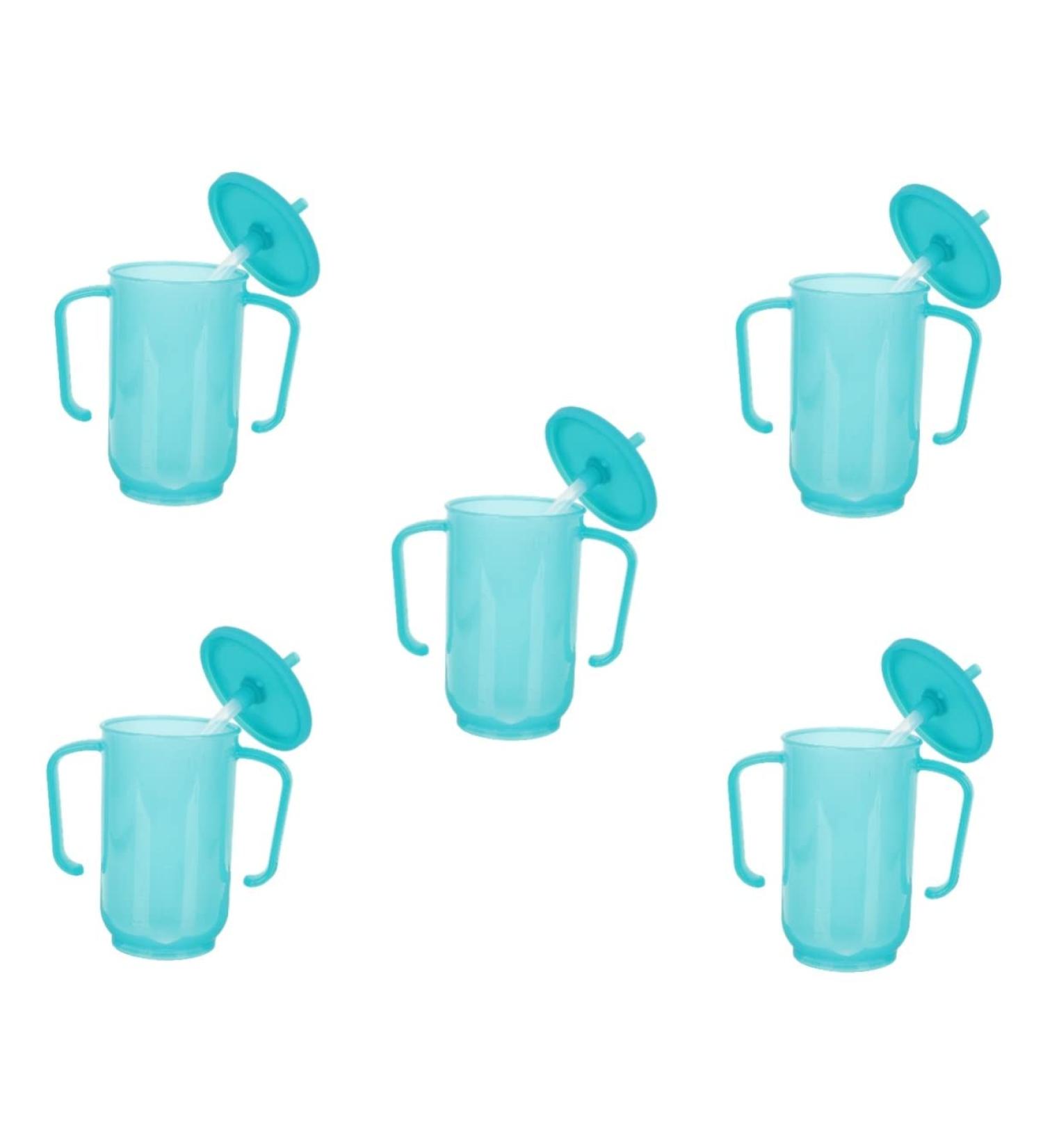5pcs Elderly Feeding Mug Set | Leak-proof Nursing Straw Cups | Bedridden & Disabled Care | Spillproof Training Tumbler | Exclusive Bluex5pcs - Buy Online on GoSupps.com