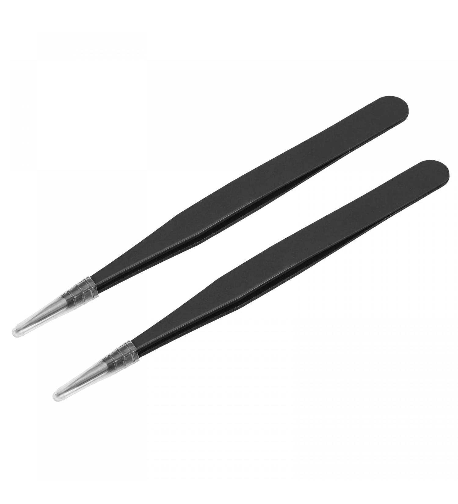 uxcell Non-magnetic Straight Tip Tweezer Set - Anti-static Stainless Steel Precision Tweezers for Eyelash Extensions - 2Pcs 135x10mm Black - Buy Online on GoSupps.com