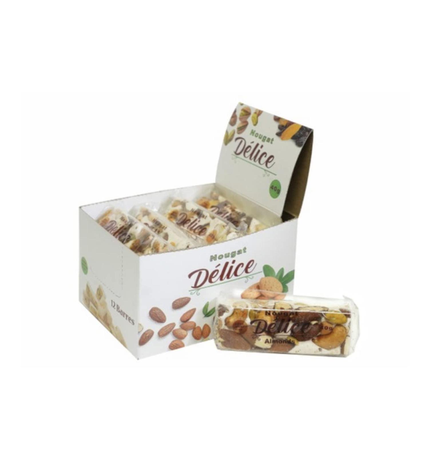 Nougat bar with Mixed Nuts. Gluten-Free Made in Canada 480g per Box 40g per bar - Buy Online on GoSupps.com