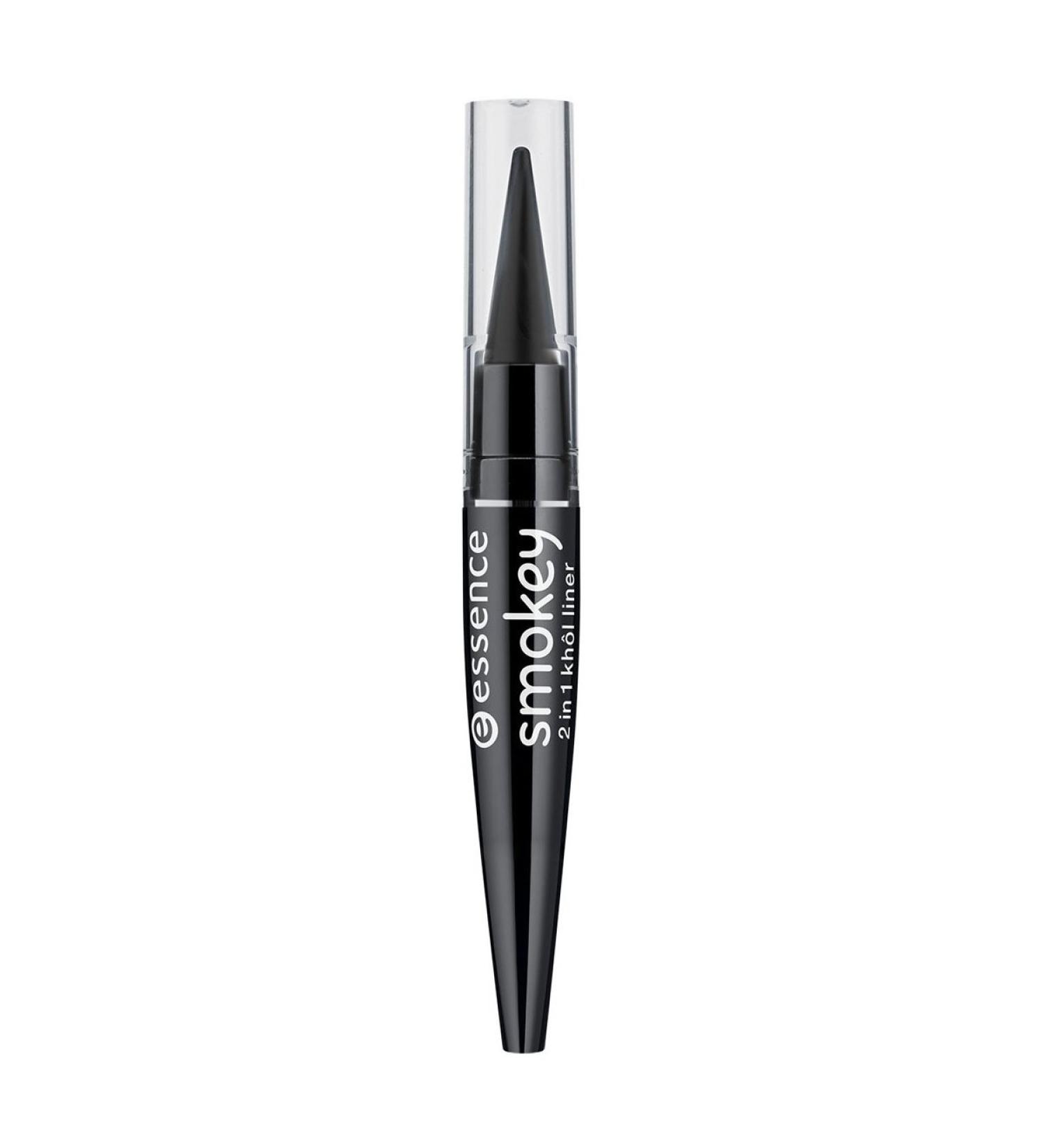 essence - Eyeliner - smokey 2 in 1 khol liner 01 - smokey black