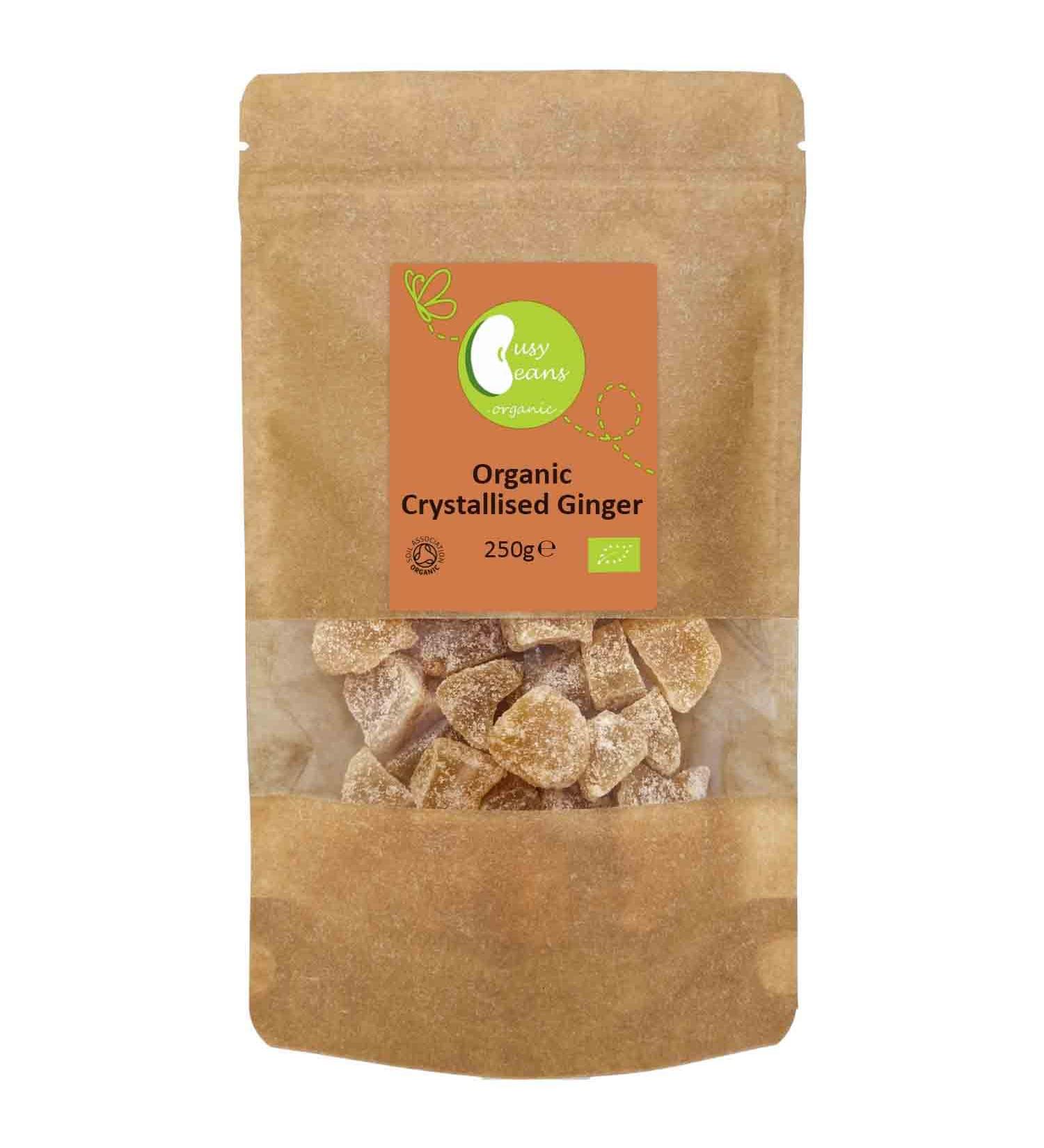 Organic Crystallised Ginger - Certified Organic - by Busy Beans Organic (250g) - Buy Online on GoSupps.com