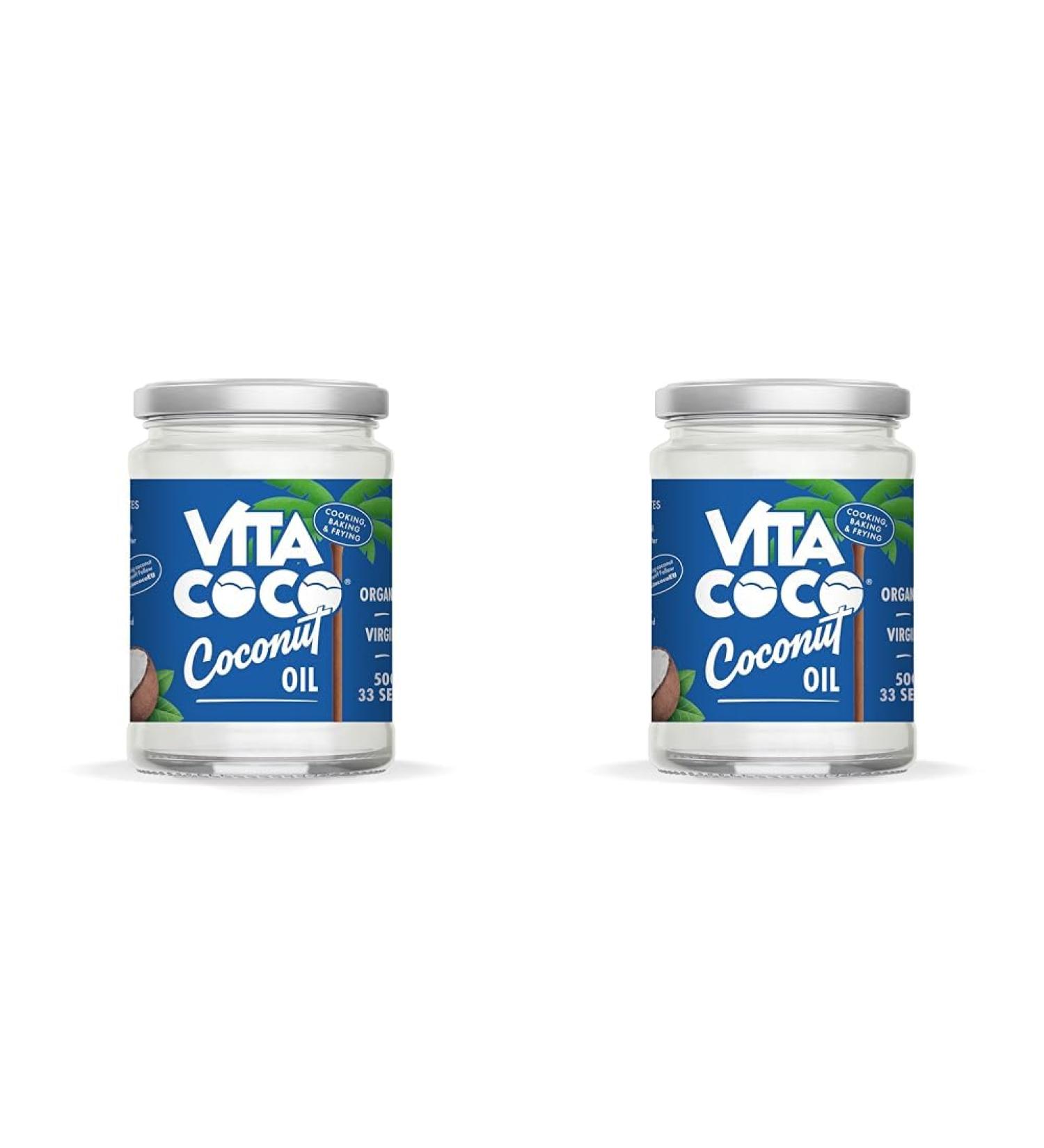 Vita Coco Organic Coconut Oil Extra Virgin Cold Pressed Keto Gluten Free Use as Cooking Oil Skin Moisturiser or Hair Shampoo 500 ml (Pack of 2) - Buy Online on GoSupps.com