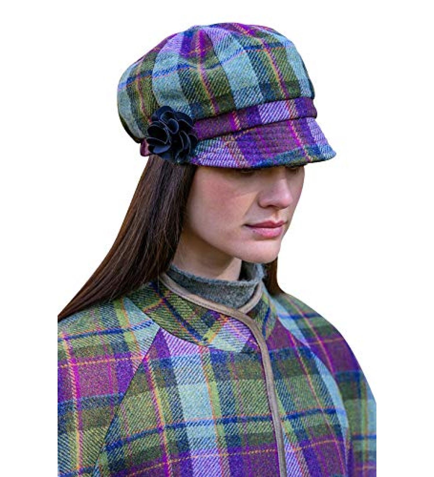 Mucros Weavers Women's Irish Cap - Purple Moss Tartan Newsboy Hat | Made in Ireland - Buy Online on GoSupps.com