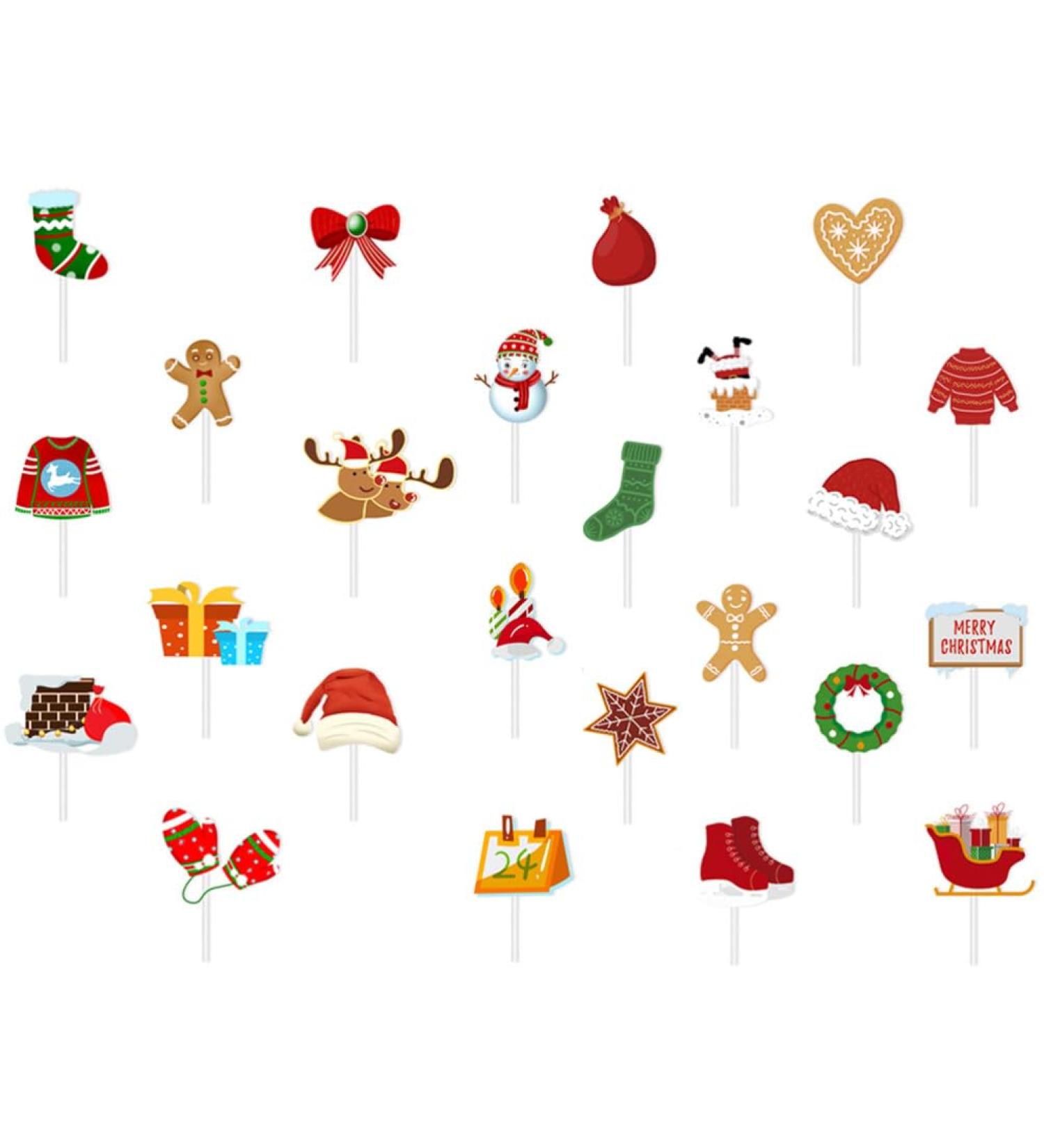 Gadpiparty Birthday Cake Decorations Christmas Cupcake Topper s 24pcs Merry Christmas Snowman Elk Santa Hat Cake Decoration Xmas Fruit Desserts Cocktail Picks Christmas Cake Decorations - Buy Online on GoSupps.com