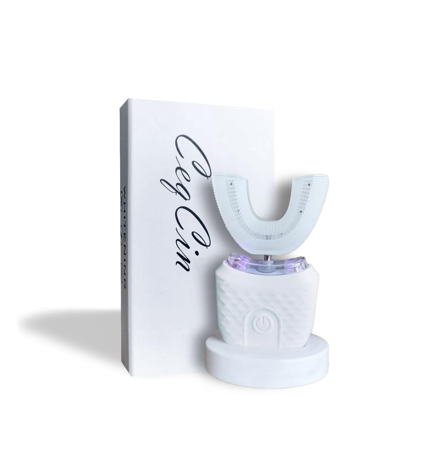 Ultrasonic Electric Toothbrush Adult U Shaped Toothbrush 4 Modes Whole Mouth Toothbrush Whitening Wireless Charging IPX7 Waterproof(White) - Buy Online on GoSupps.com